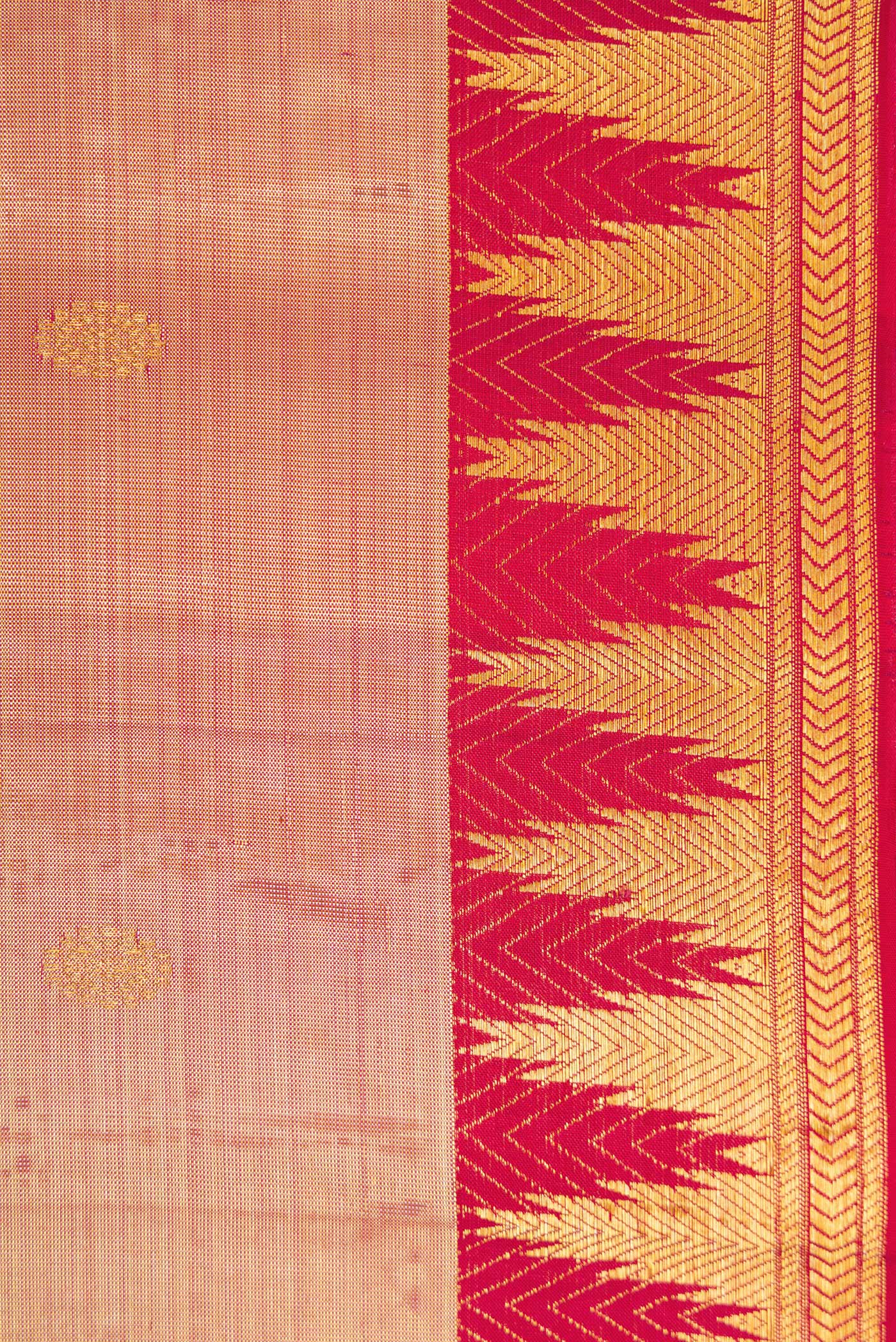 Border image of Rose Gold Dual Tone Kanchipuram Tissue Silk Saree with Zari Brocade on the body and Zari Border. 