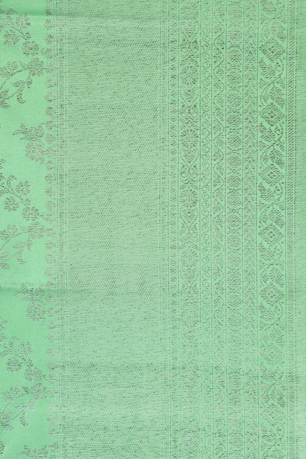 Border image of Pista Green Dual Tone Kanjivaram Silk Saree with Zari Brocade on the body and Zari Border. 