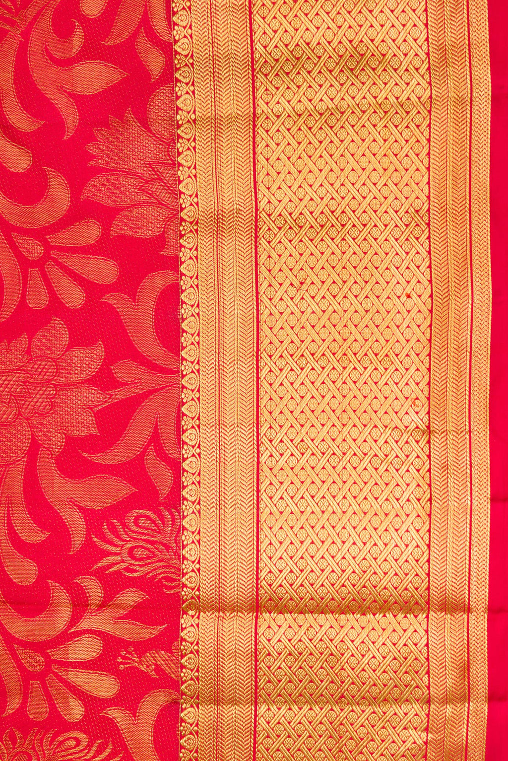 Border image of Red Dual Tone Kanchipuram Silk Saree with Zari Brocade on the body and Zari Border. 