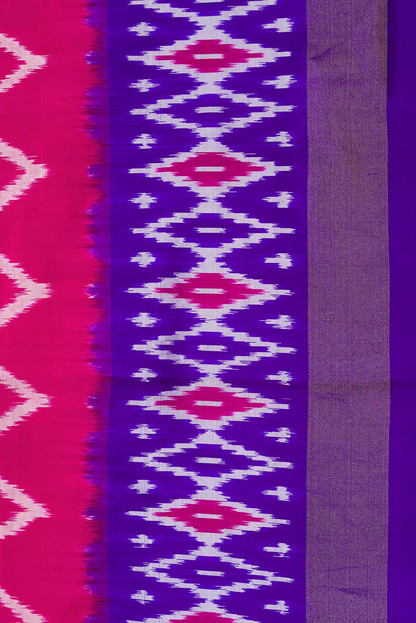 Border image of Pink Dual Tone Double Ikat Saree with Ikat Print on the body and Ikat Border. 