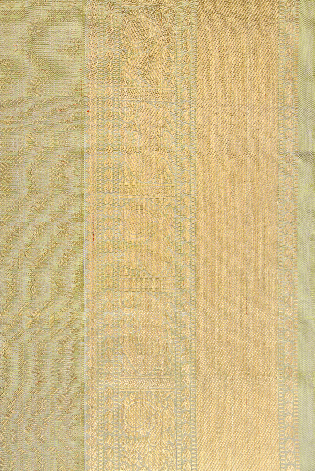 Border image of Pure Silk Pure Zari Light Green Dual Tone Kanjivaram Saree with Zari Brocade on the body and Zari Border. 