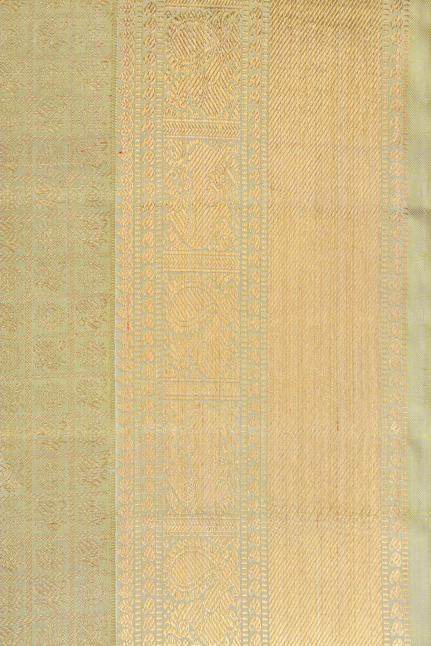 Border image of Pure Silk Pure Zari Light Green Dual Tone Kanjivaram Saree with Zari Brocade on the body and Zari Border. 