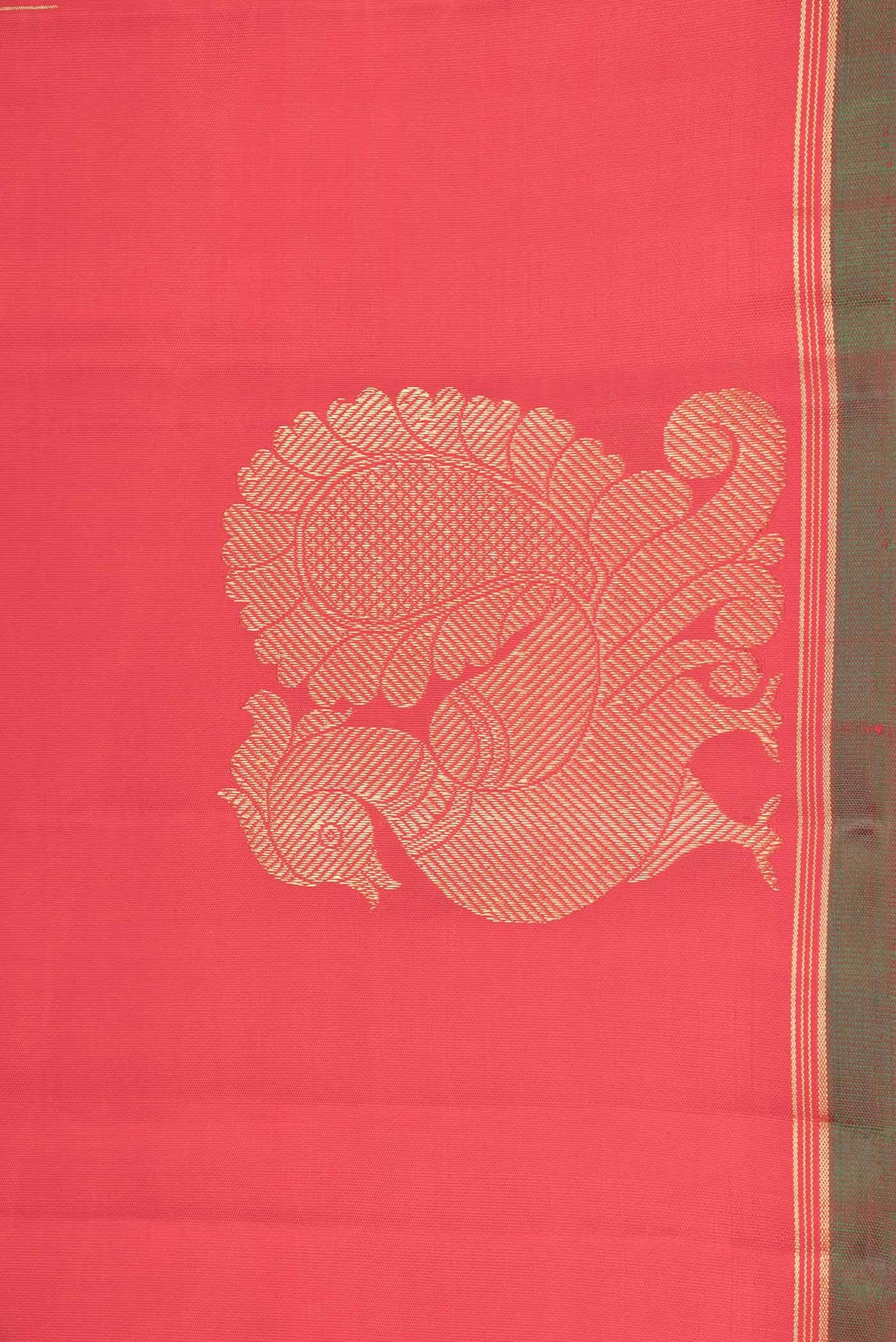 Border image of Pure Silk Pure Zari Red Dual Tone Kanchipuram Saree with Zari Butta on the body and Fancy Border
