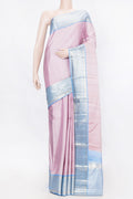 Pure Silk Pure Zari Peach Dual Tone Kanchipuram SareeJacquard design on the body and Zari Border displayed on a mannequin