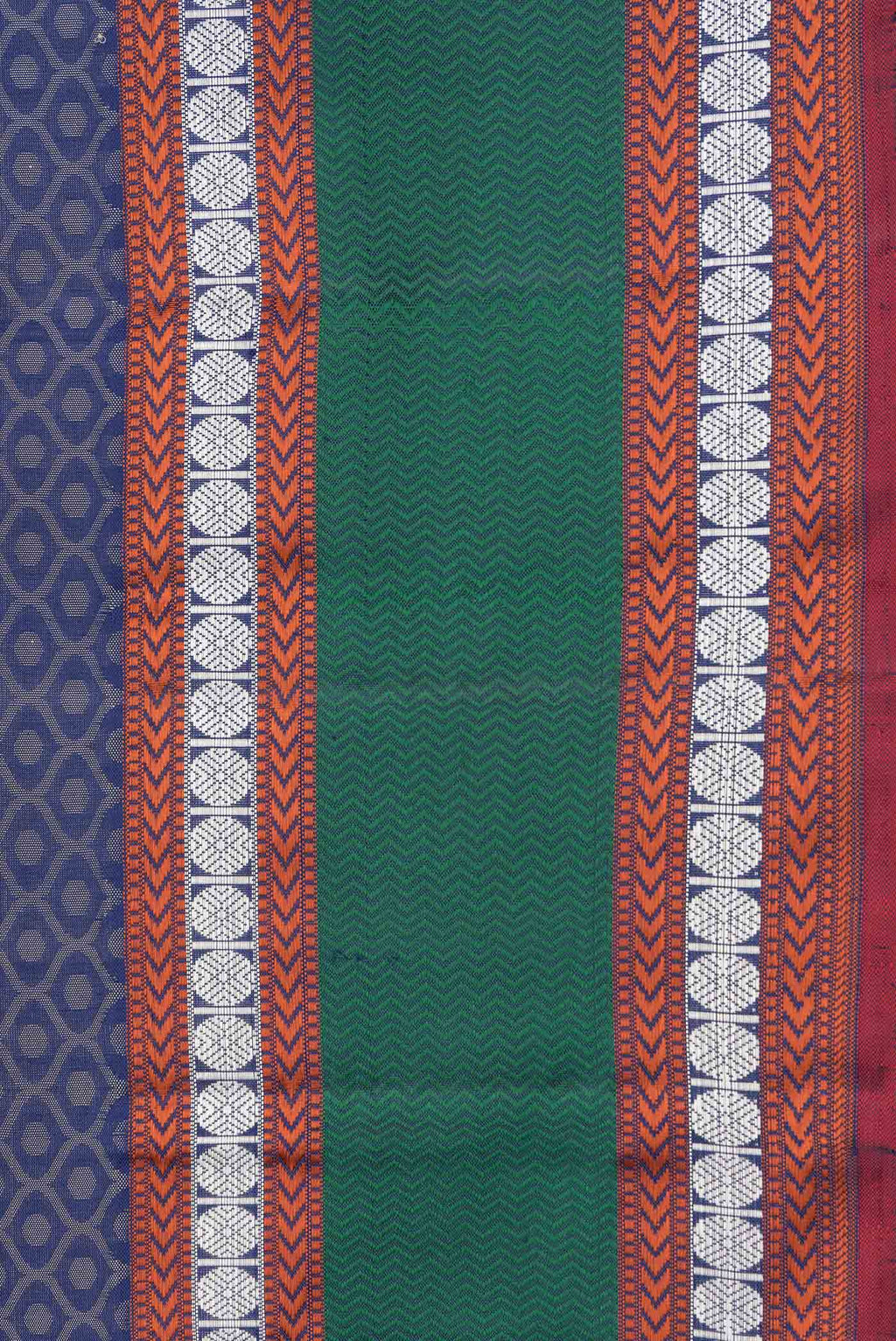 Border image of Navy Blue Dual Tone Kanchipuram Saree with Jacquard design on the body and Thread Border. 