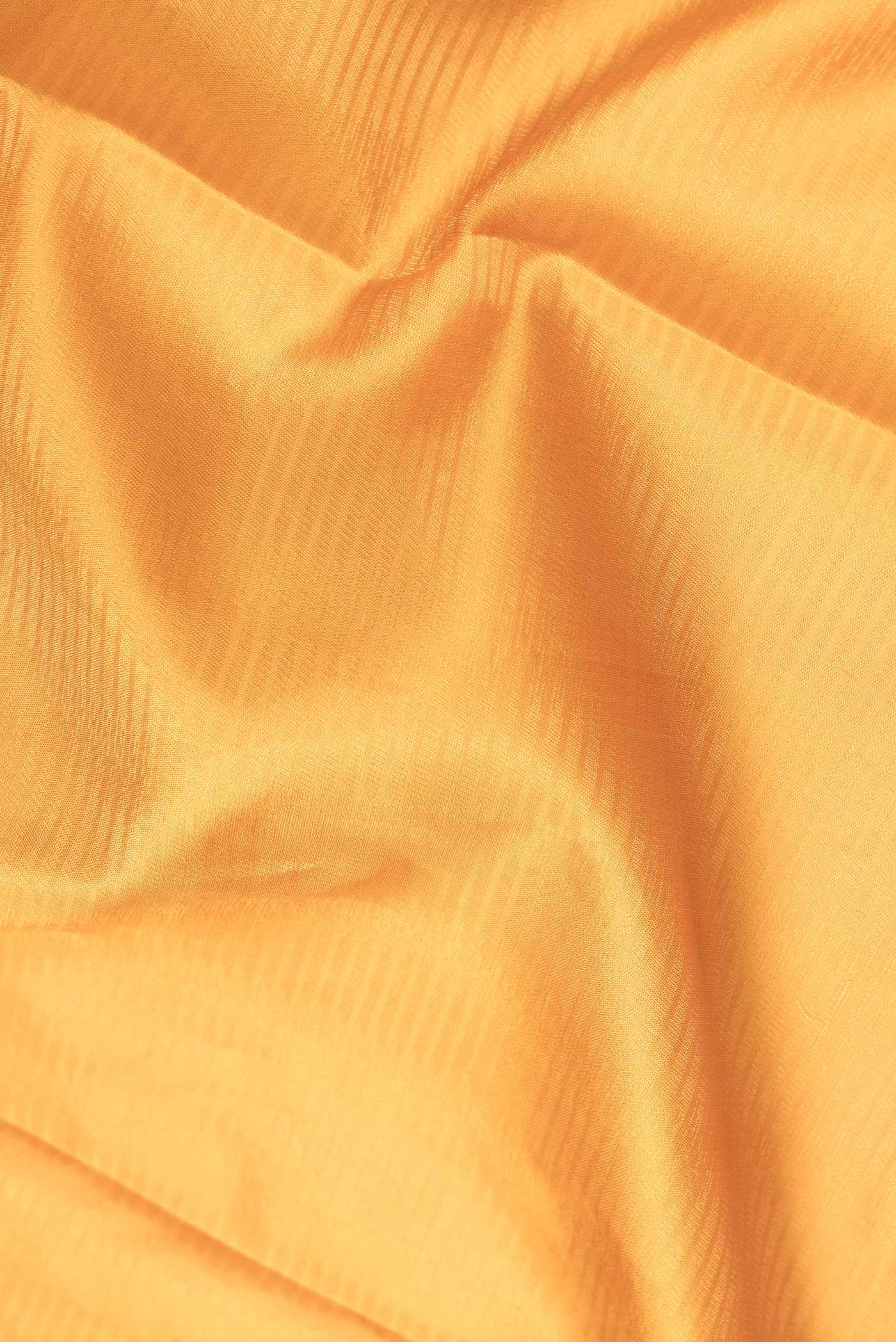 Close up of Mustard Dual Tone Soft Silk Saree with Zari Brocade on the body and Zari Border.  displaying folds