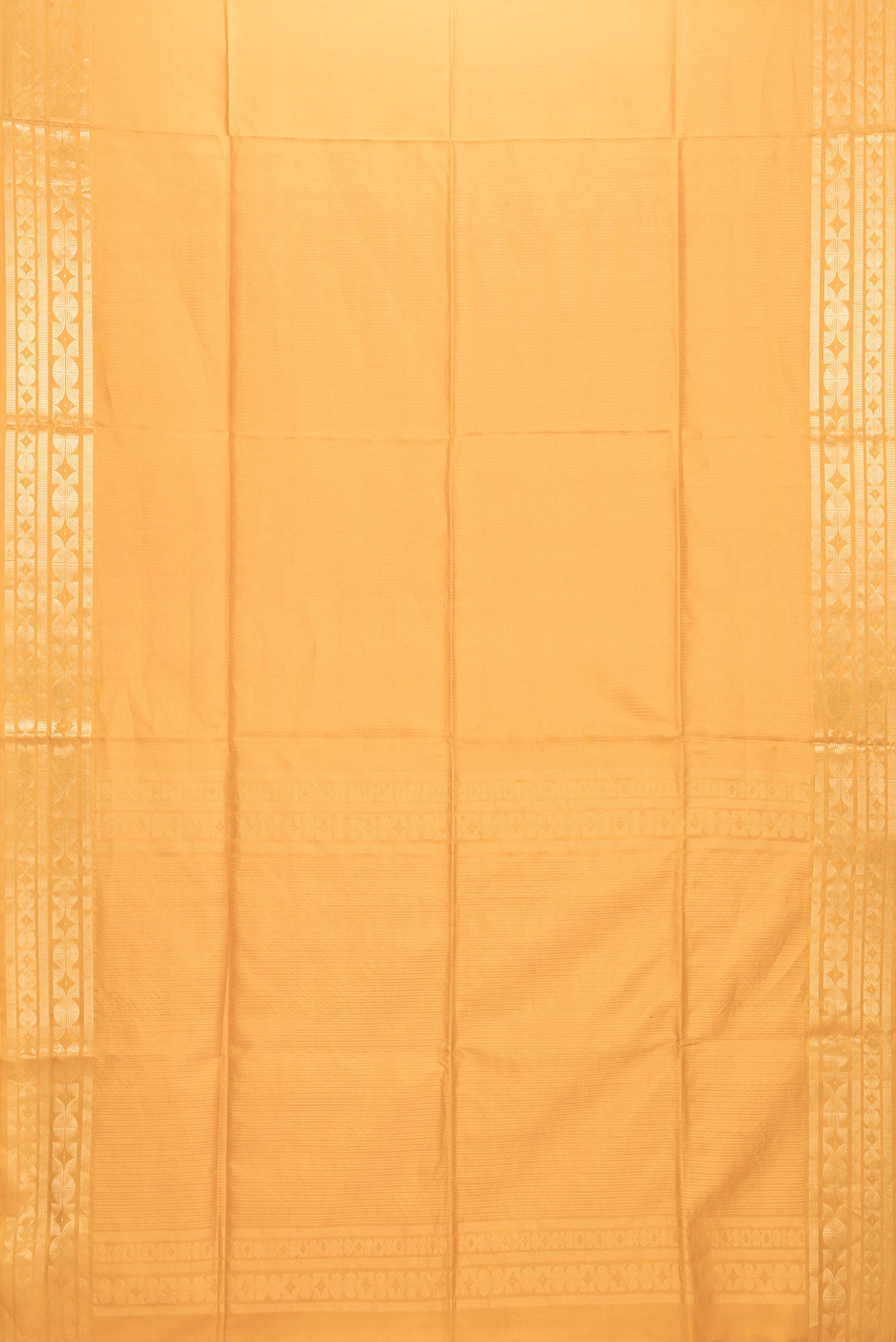 Flat view of Mustard Dual Tone Soft Silk Saree with Zari Brocade on the body and Zari Border. 