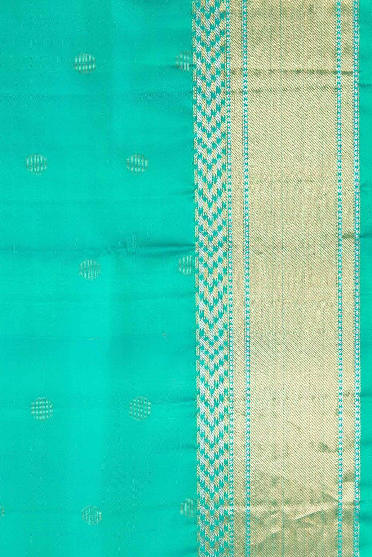 Border image of Sea Green Dual Tone Soft Silk Saree with Zari Butta on the body and Zari Border. 