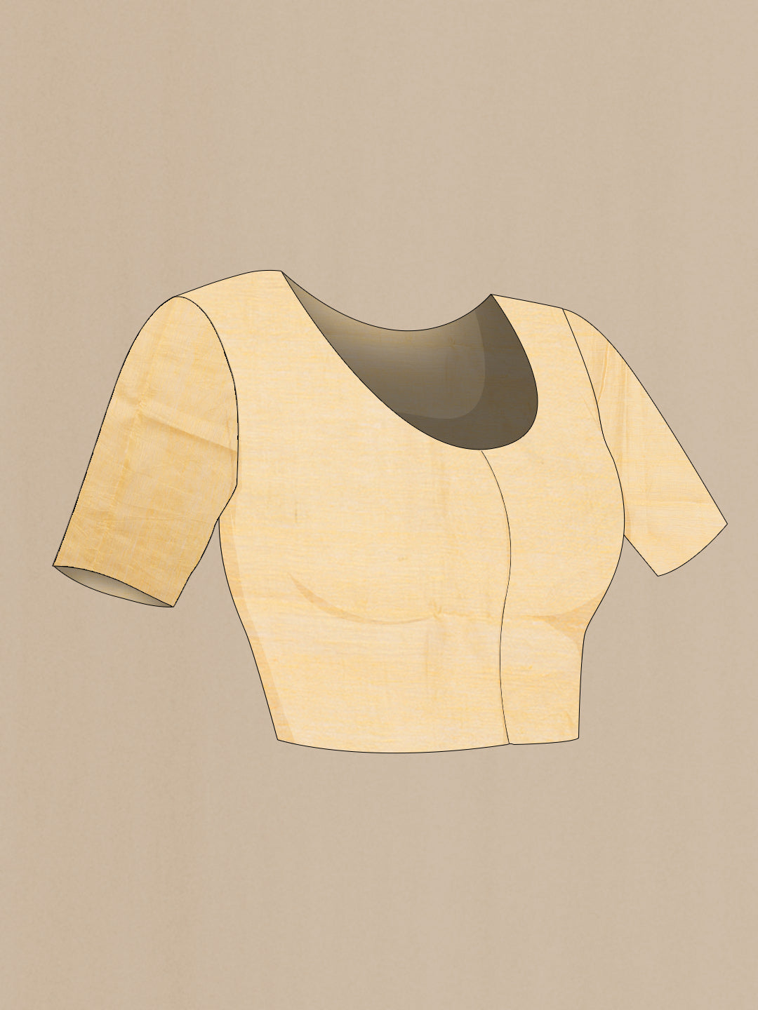 Close up image of the blouse of Gold Dual Tone Linen Saree with Embroidery on the body and Embroidery Border
