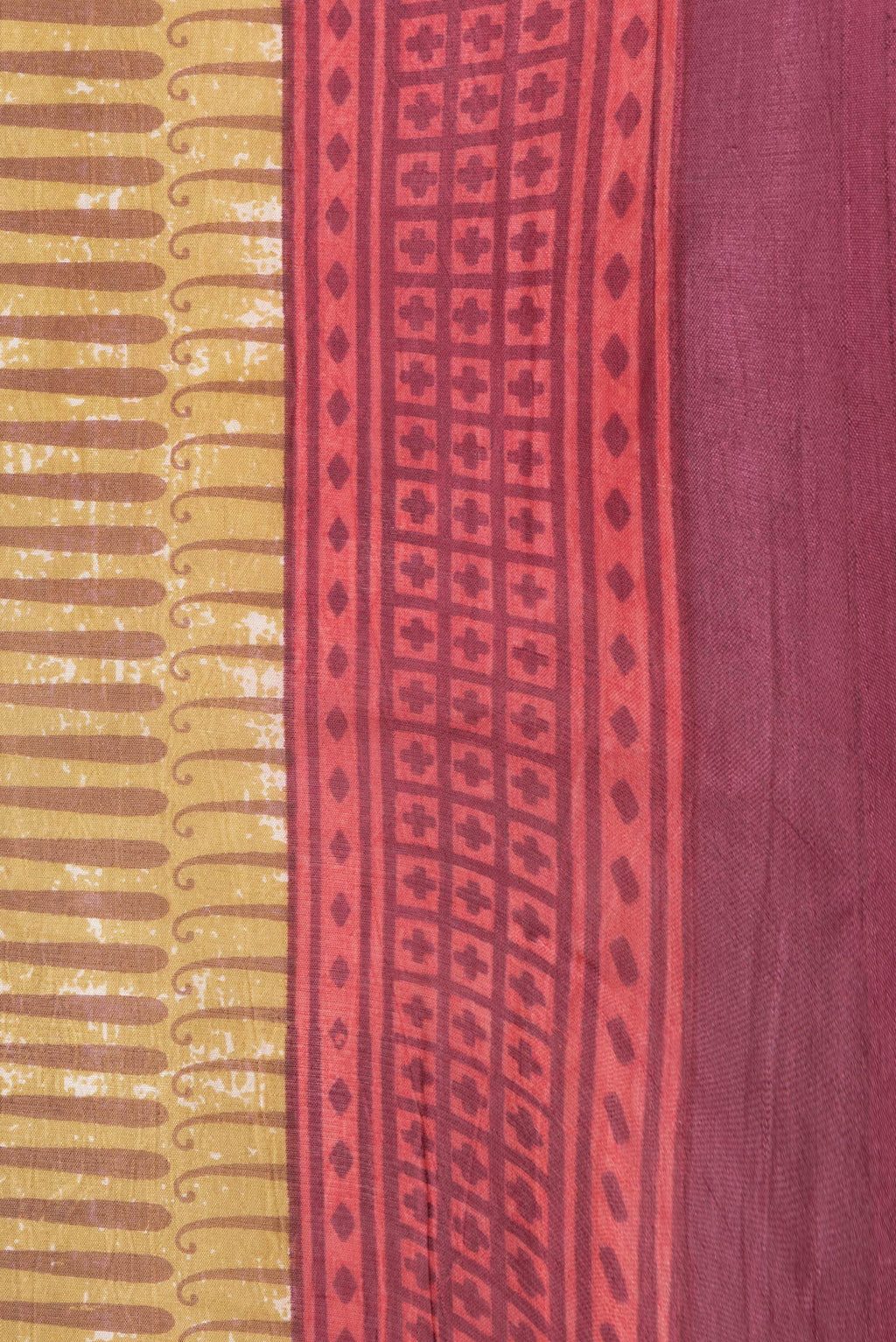 Border image of Mustard Dual Tone Tussar Silk Saree with Printed design on the body and Printed Border. 