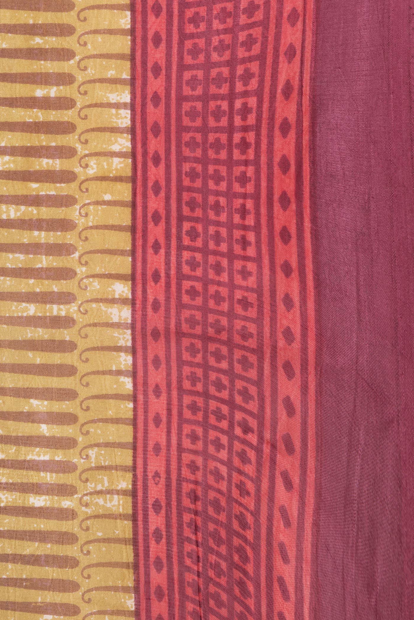 Border image of Mustard Dual Tone Tussar Silk Saree with Printed design on the body and Printed Border. 