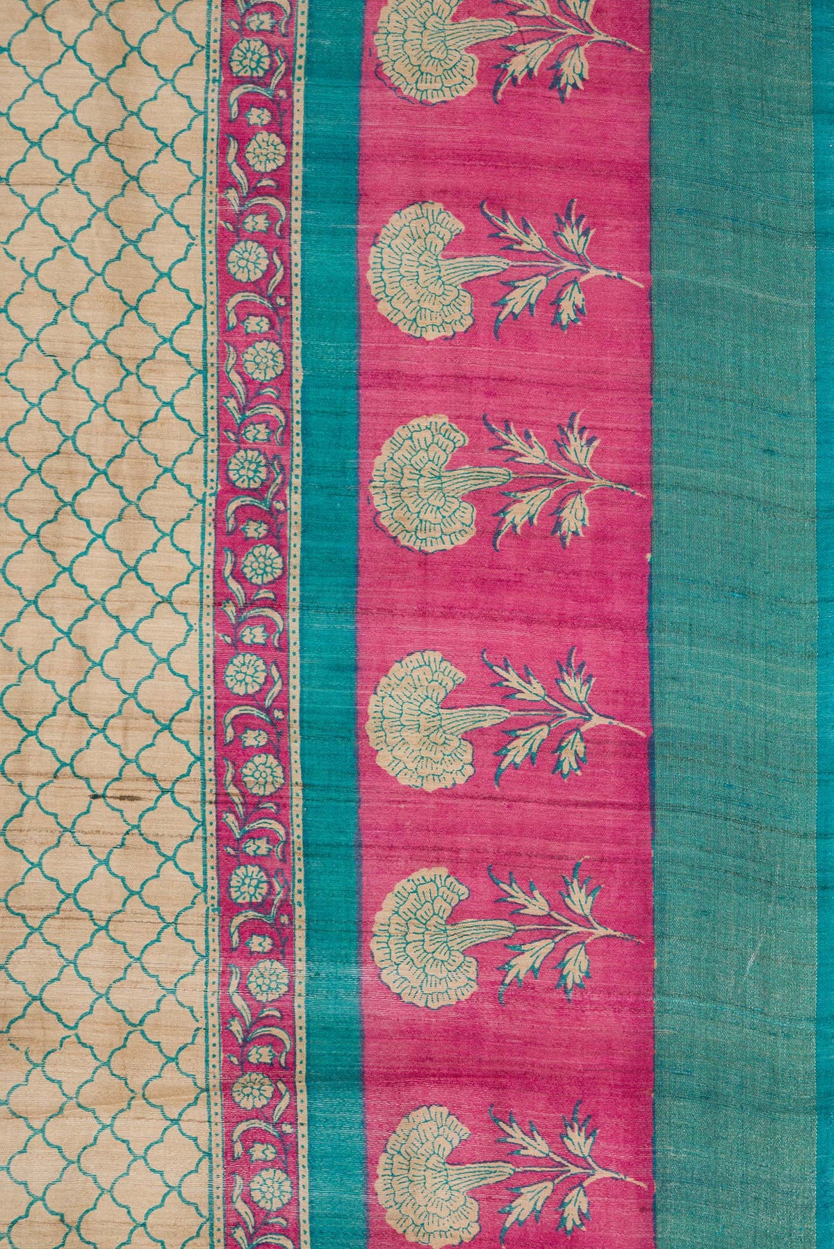 Border image of Beige Dual Tone Tussar Silk Saree with Printed design on the body and Fancy Border. 