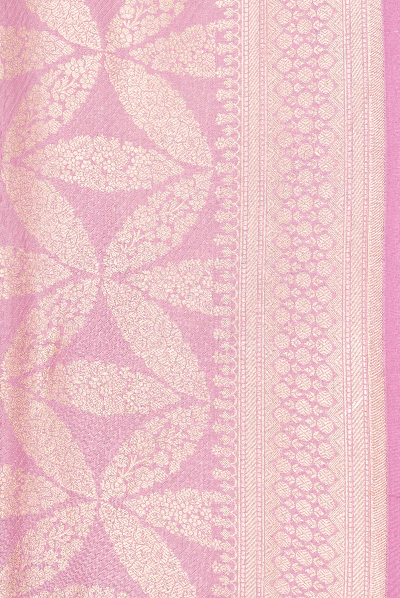 Border image of Pink Dual Tone Banarasi Silk Saree with Zari Brocade on the body and Zari Border. 