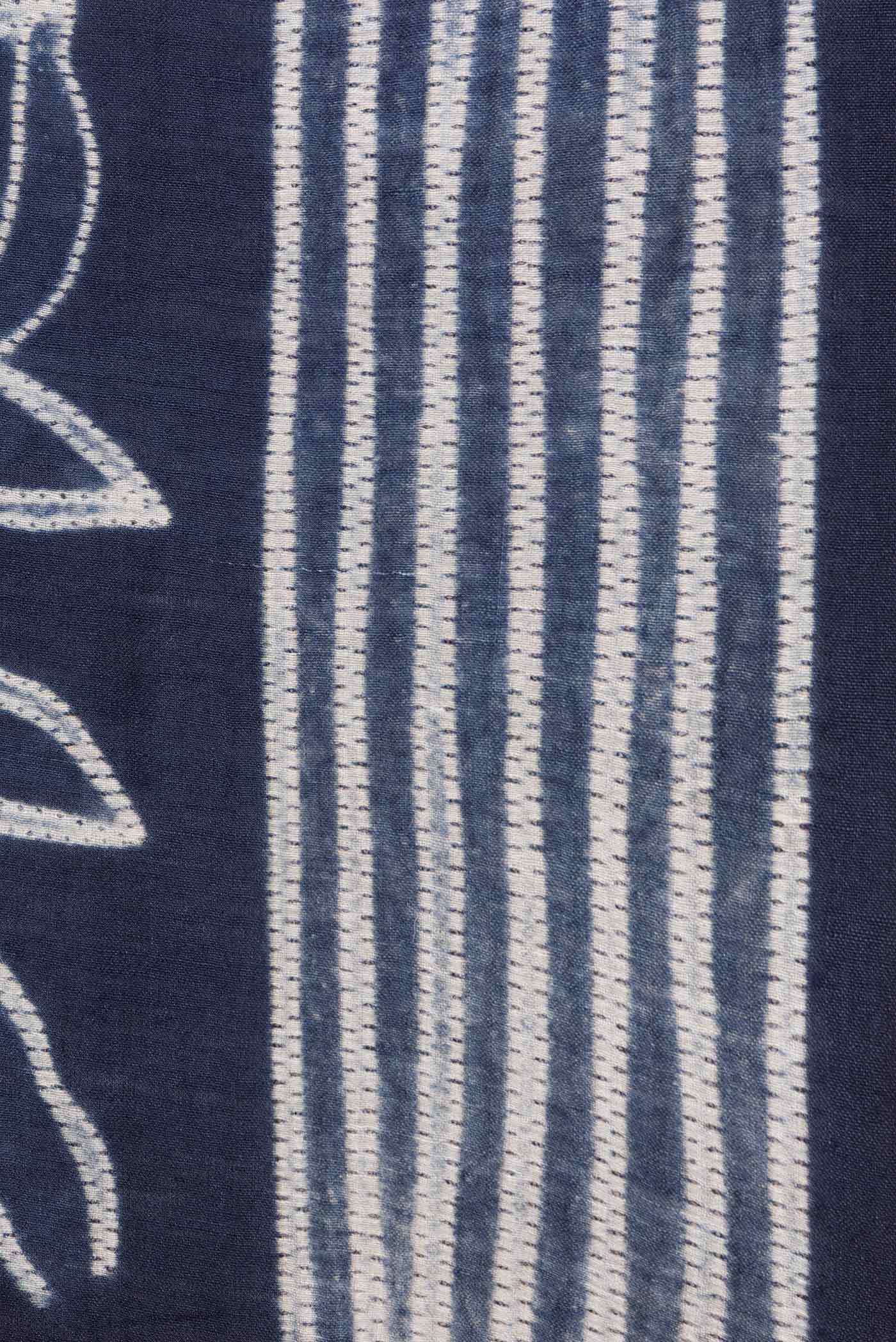 Border image of Navy Blue Dual Tone Tussar Saree with Printed design on the body and Printed Border. 