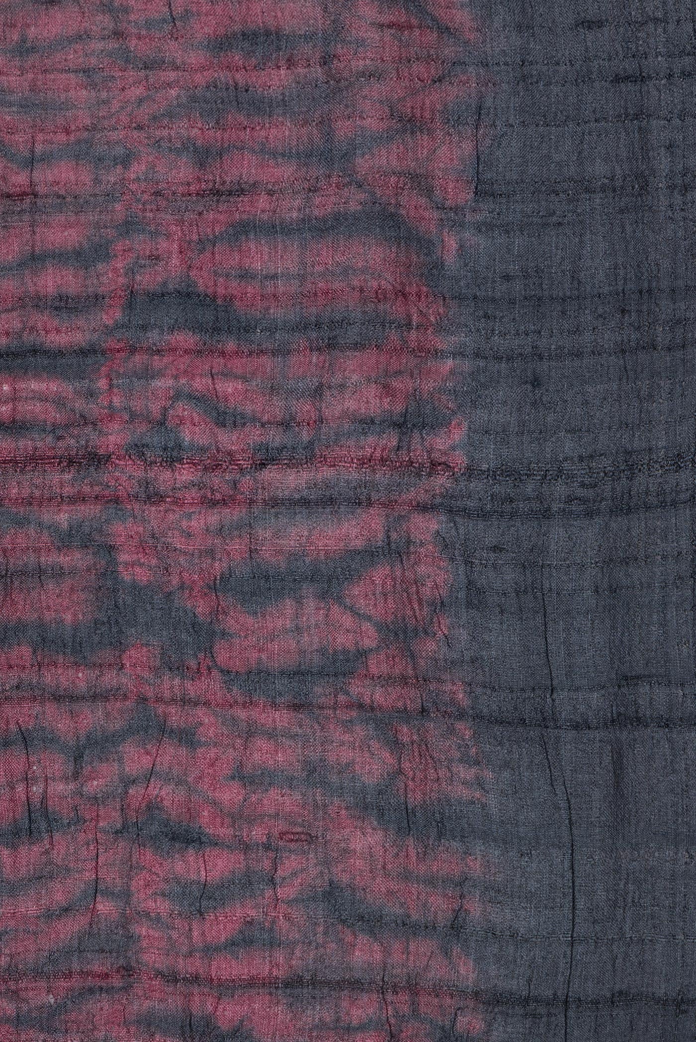 Border image of Maroon Dual Tone Tussar Silk Saree with Printed design on the body and Plain Border. 