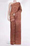 Brown Dual Tone Georgette Saree with Printed design on the body and Fancy Border.  displayed on a mannequin