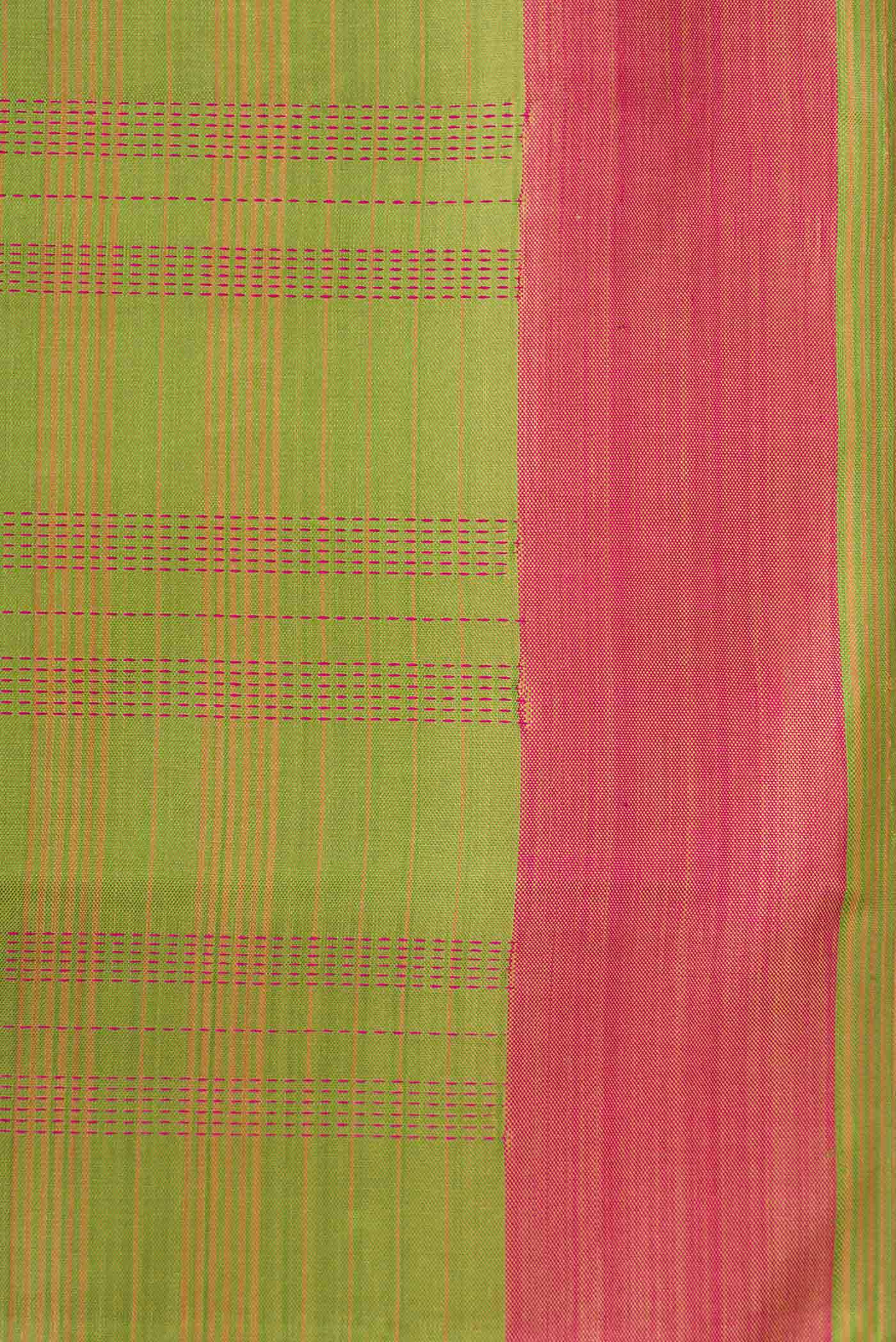 Border image of Pure Silk Pure Zari Green Dual Tone Kanchipuram Saree with Zari Butta on the body and Zari Border