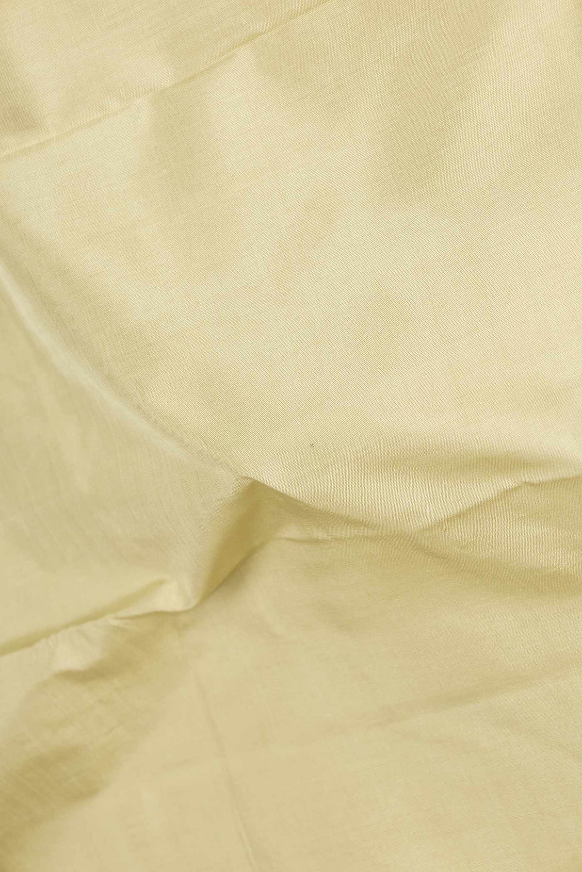Close up of Pure Silk Pure Zari Beige Kanchipuram Saree with Plain Body and One Side Border displaying folds