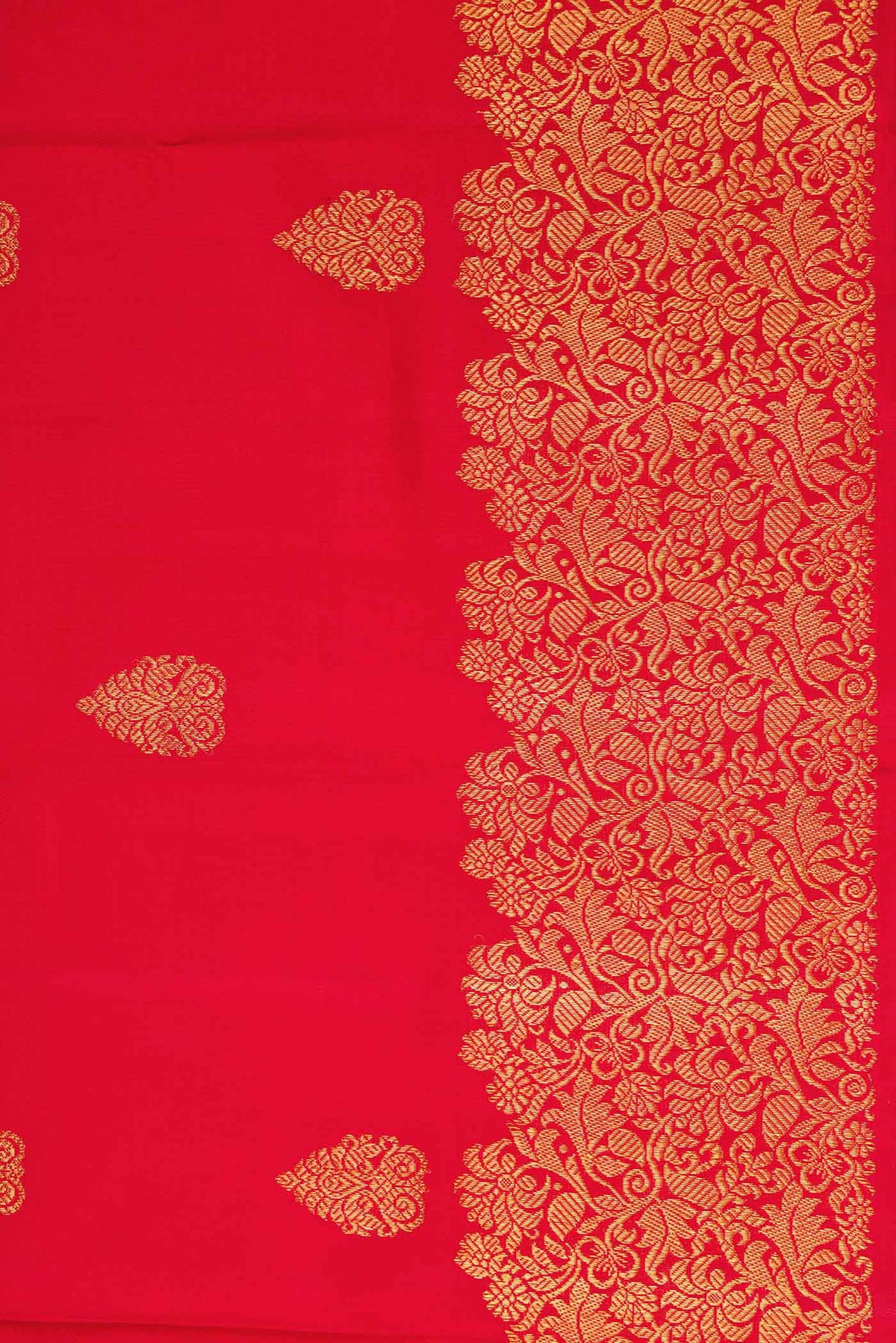 Border image of Pure Silk Pure Zari Red Dual Tone Kanchipuram Saree with Zari Butta on the body and Zari Border