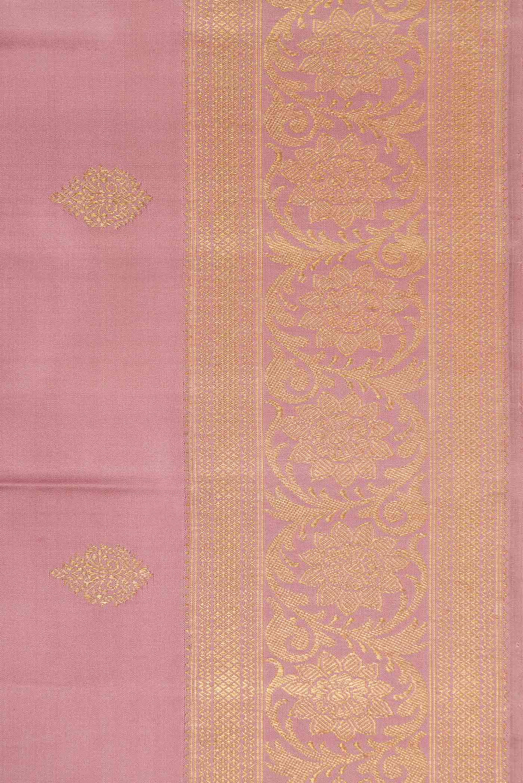 Border image of Pure Silk Pure Zari Lavender Dual Tone Kanchipuram Saree with Stripes on the body and Zari Border