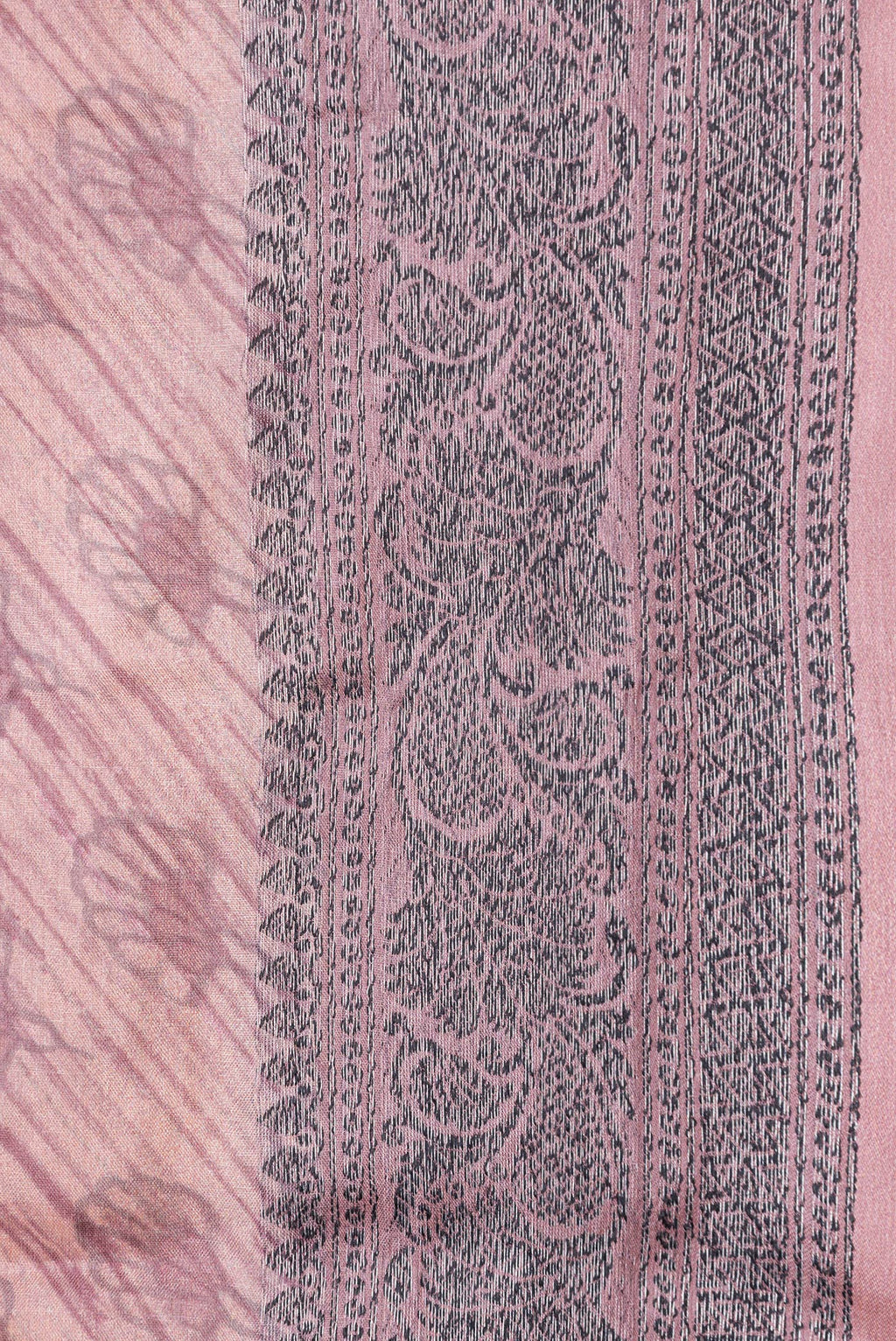 Border image of Golden Peach Dual Tone Tussar Silk Saree with Printed design on the body and Zari Border. 
