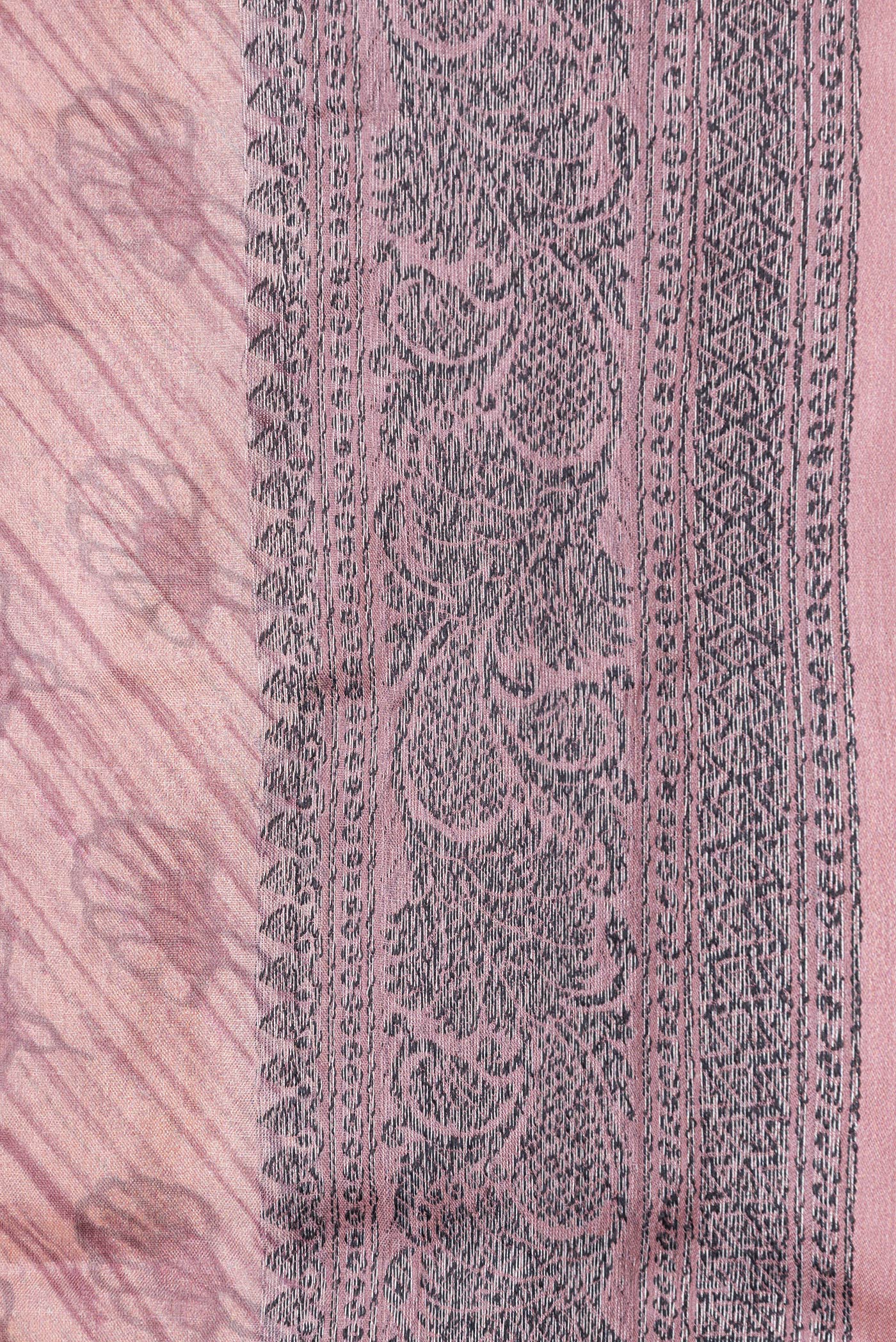 Border image of Golden Peach Dual Tone Tussar Silk Saree with Printed design on the body and Zari Border. 