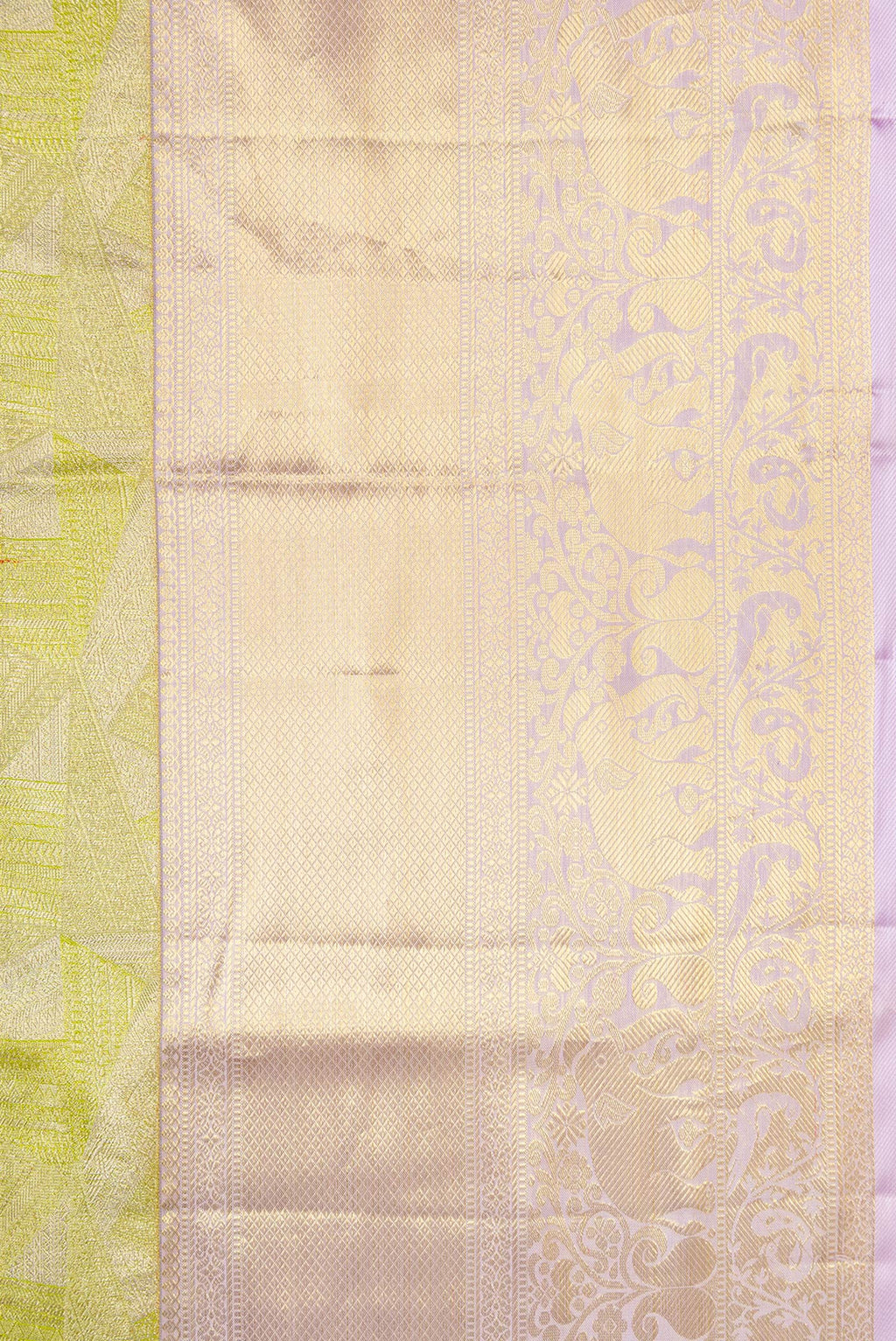 Border image of Pista Green Dual Tone Kanchipuram Tissue Silk Saree with Zari Brocade on the body and Zari Border. 