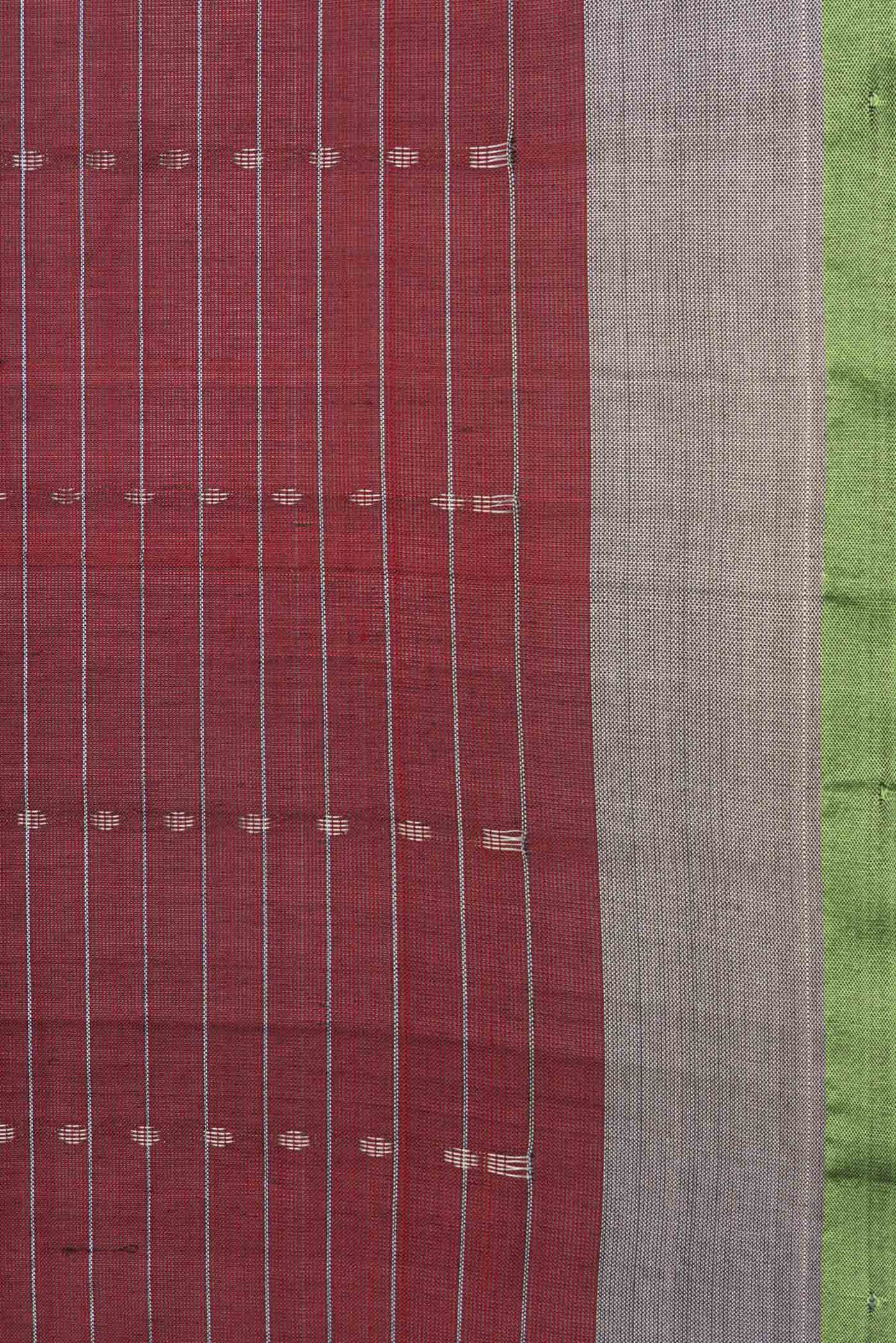 Border image of Maroon Dual Tone Uppada Silk Saree with Zari Butta on the body and Zari Border. 