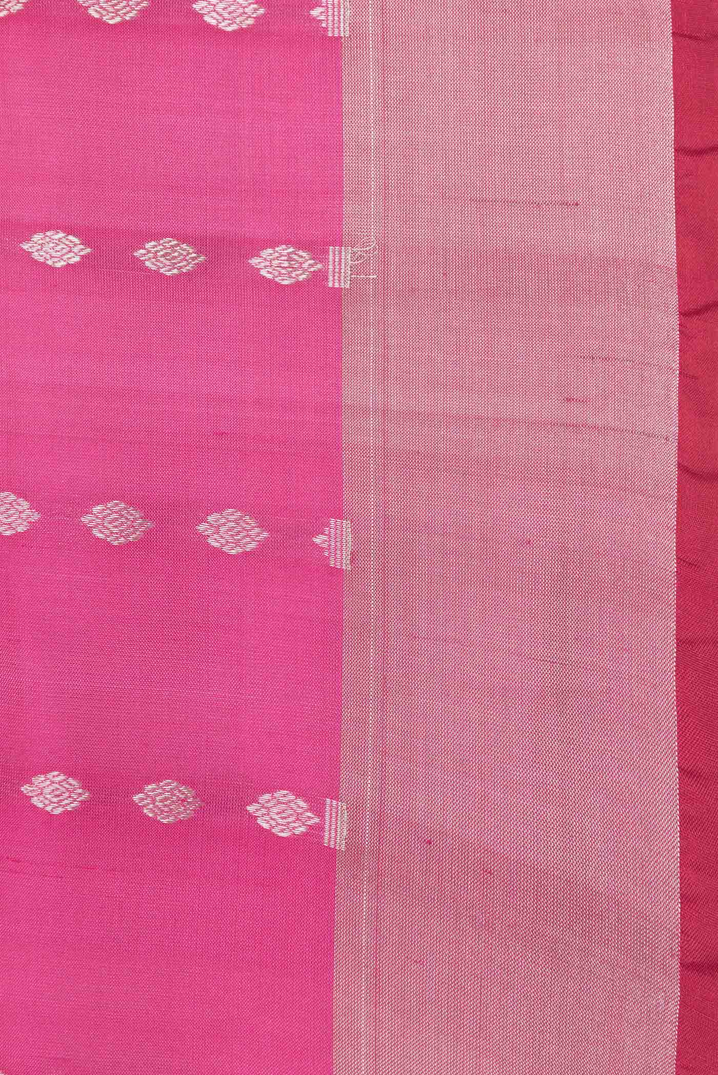 Border image of Pink Dual Tone Uppada Silk Saree with Zari And Thread Butta on the body and Zari Border