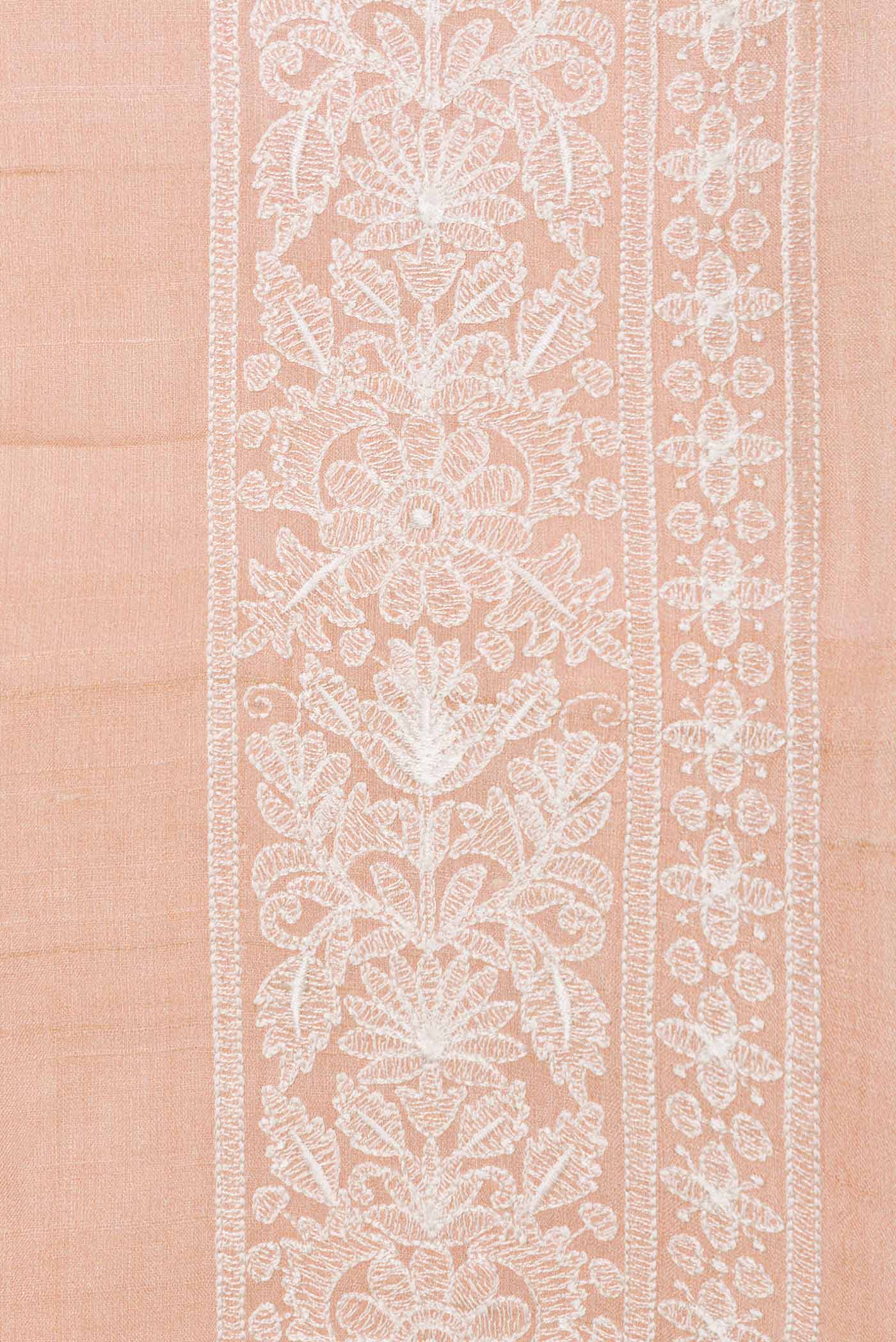 Border image of Golden Peach Dual Tone Tussar Saree with Printed design on the body and Embroidery Border