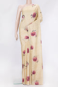 Beige Dual Tone Tussar Silk Saree with Embroidery on the body and Embroidery Border.  displayed on a mannequin