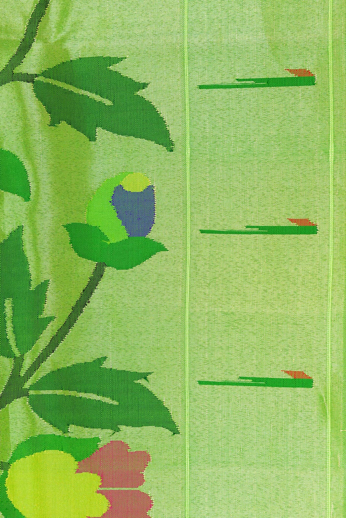 Border image of Peacock Blue Dual Tone Paithani Silk Saree with Zari Butta on the body and Paithani Border. 