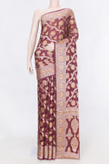 Maroon Dual Tone Georgette Saree with Zari Brocade on the body and Zari Border displayed on a mannequin