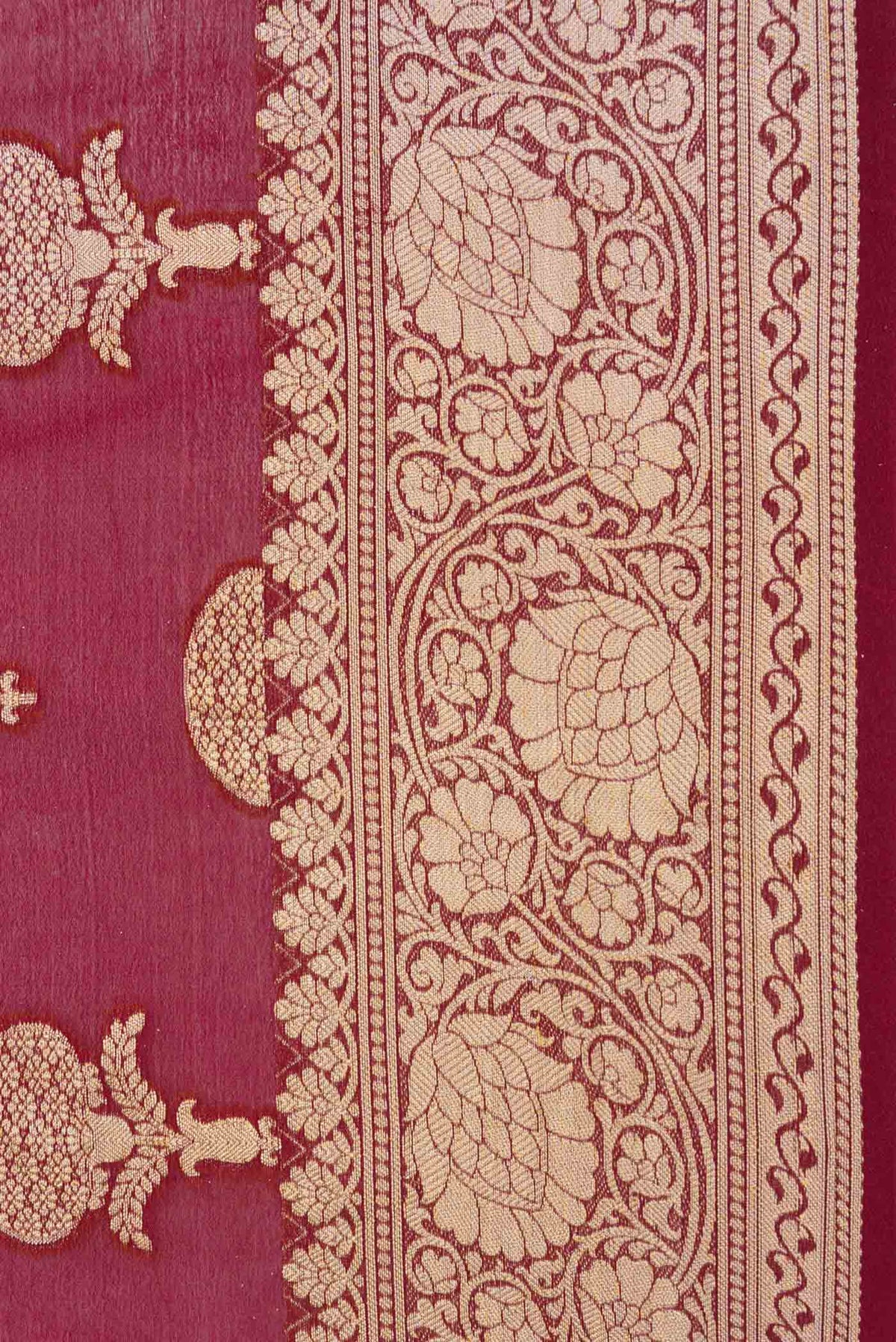 Border image of Maroon Dual Tone Georgette Saree with Zari Brocade on the body and Zari Border