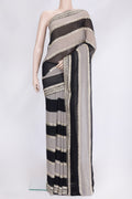 Black Dual Tone Mysore Georgette Saree with Embroidery on the body and Embroidery Border.  displayed on a mannequin