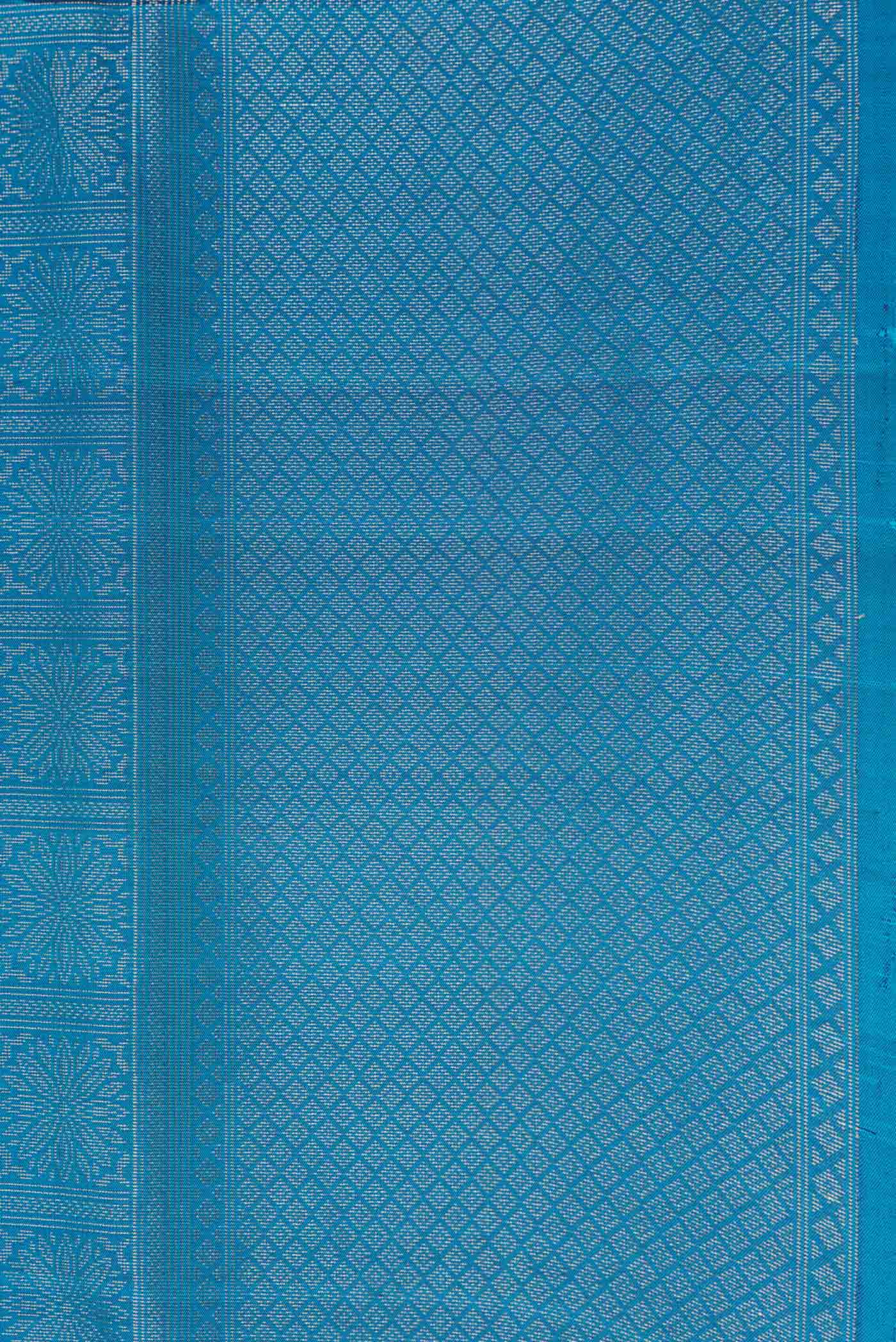 Border image of Peacock Blue Dual Tone Soft Silk Saree with Zari Brocade on the body and Zari Border. 
