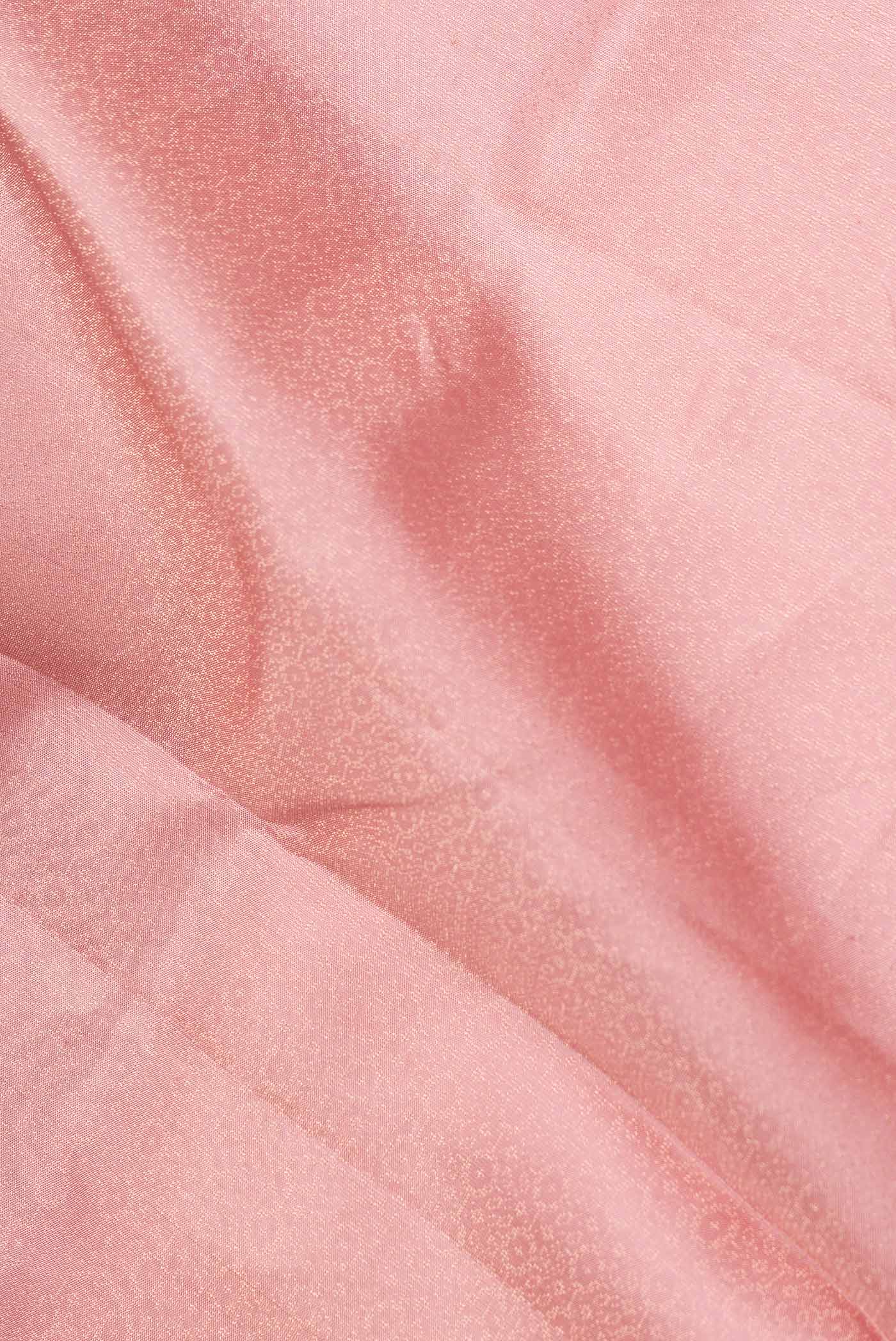 Close up of Pink Dual Tone Soft Silk Saree with Zari Brocade on the body and Zari Border.  displaying folds