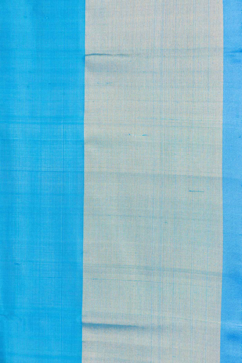Border image of Green with Blue Color Uppada Silk Saree with Zari And Thread Butta on the body and Zari Border