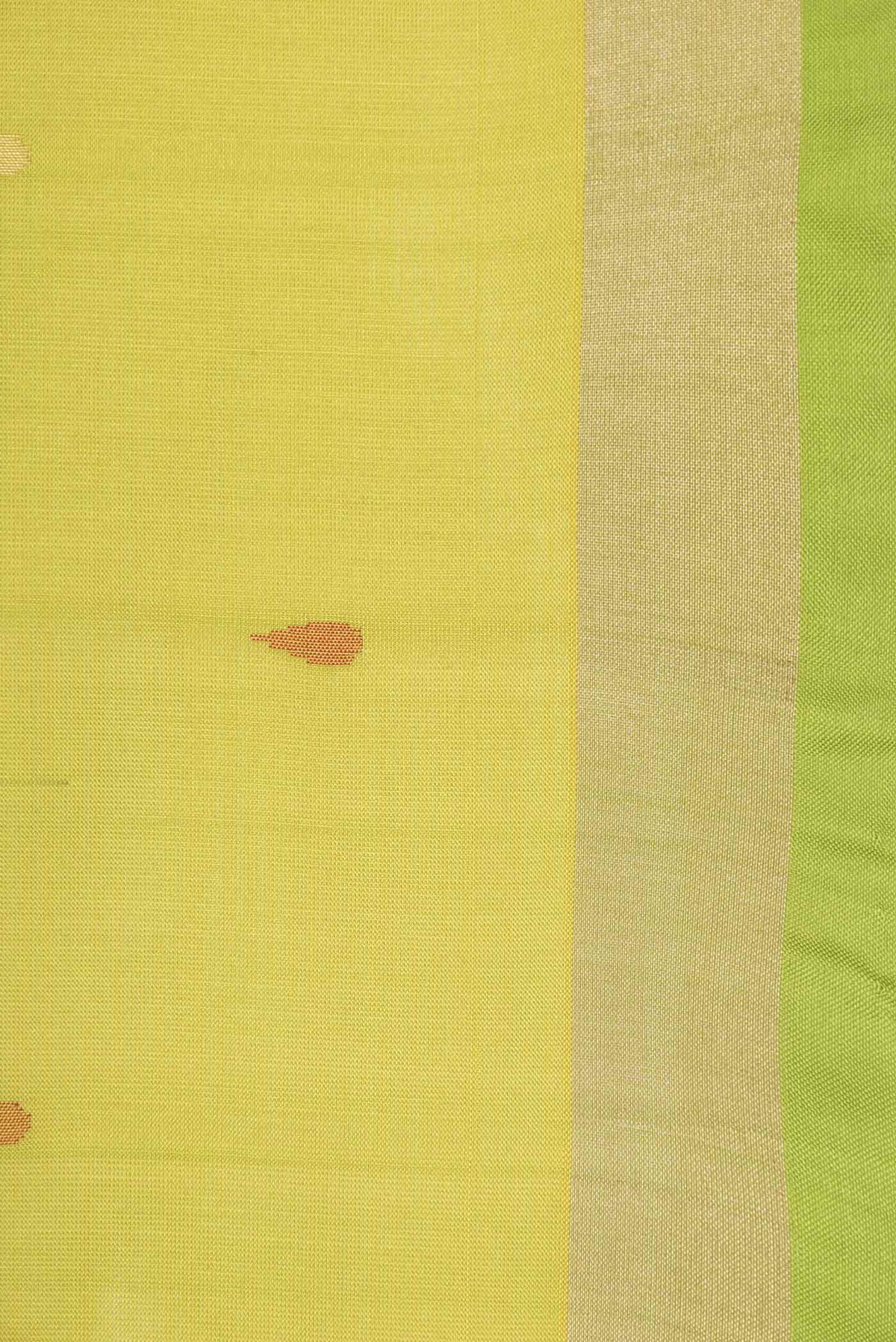 Border image of Parrot Green Dual Tone Uppada Silk Saree with Zari And Thread Butta on the body and Zari Border
