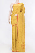 Mustard Dual Tone Uppada Silk Saree with Zari And Thread Butta on the body and Zari Border displayed on a mannequin