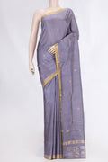 Grey Dual Tone Uppada Silk Saree with Zari Butta on the body and Zari Border displayed on a mannequin