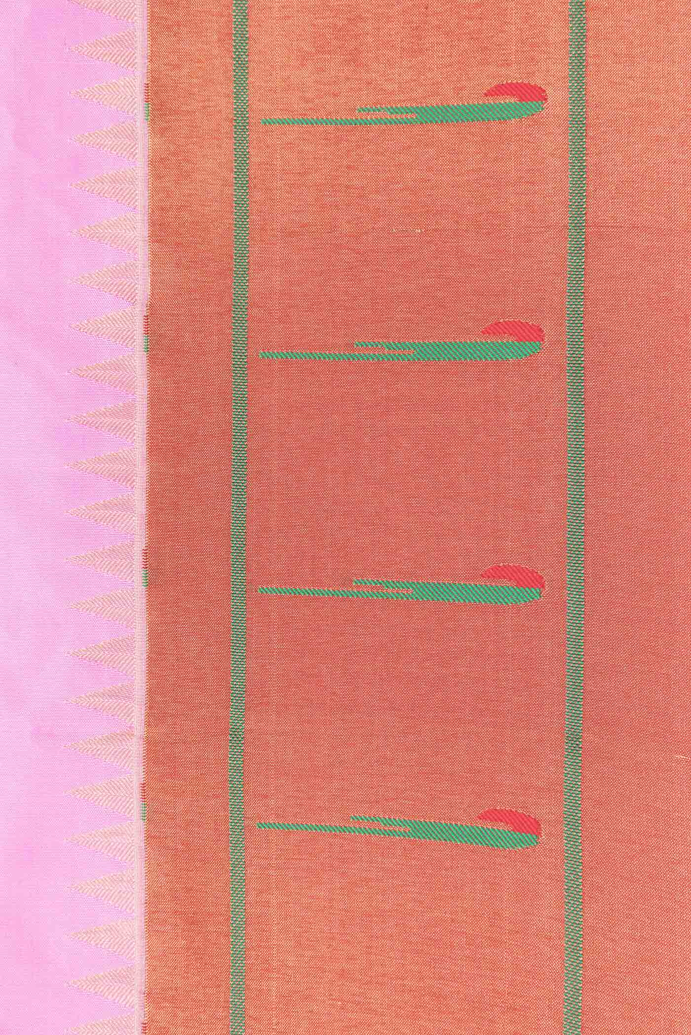 Border image of Pink Dual Tone Paithani Silk Saree with Zari Butta on the body and Paithani Border
