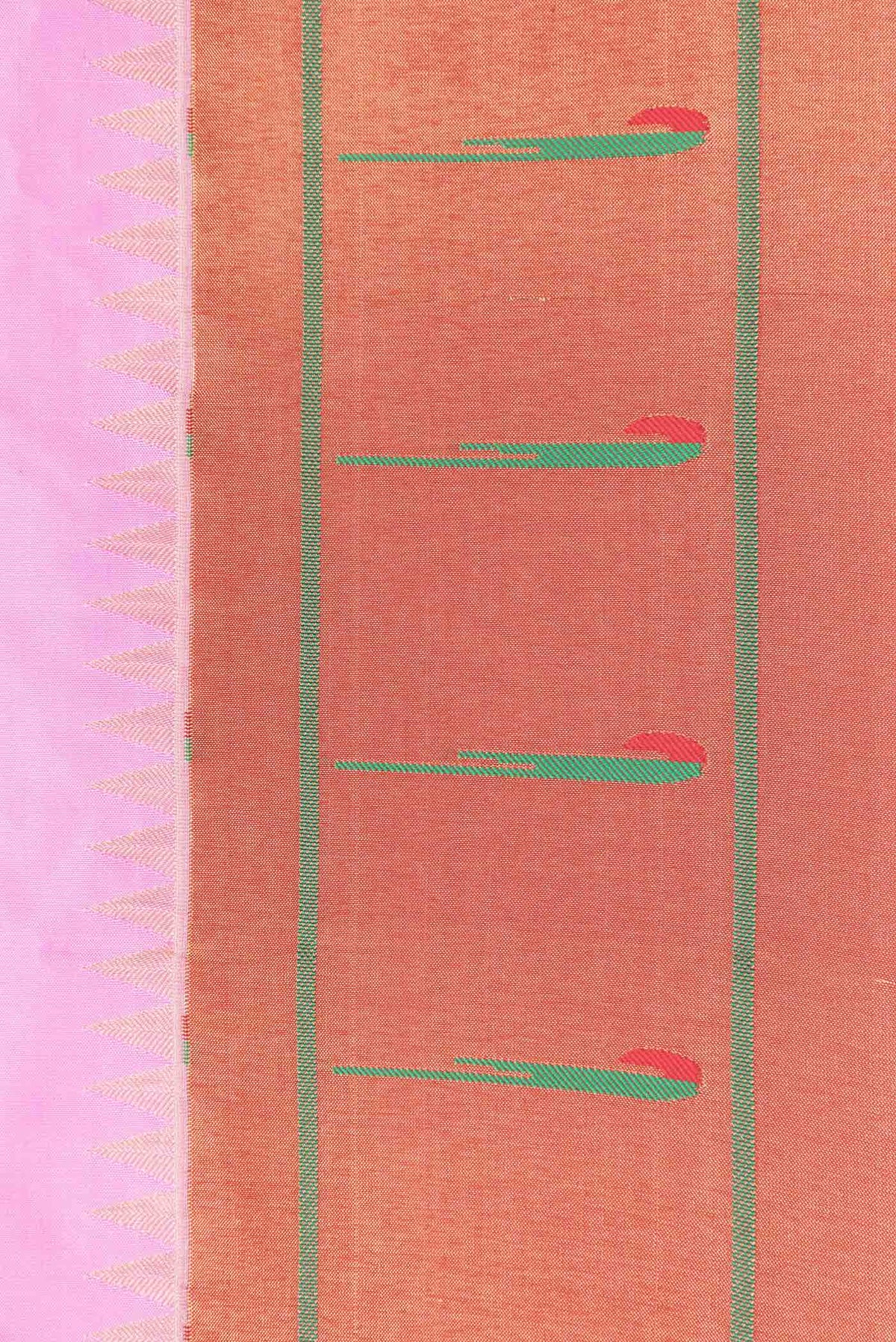 Border image of Pink Dual Tone Paithani Silk Saree with Zari Butta on the body and Paithani Border