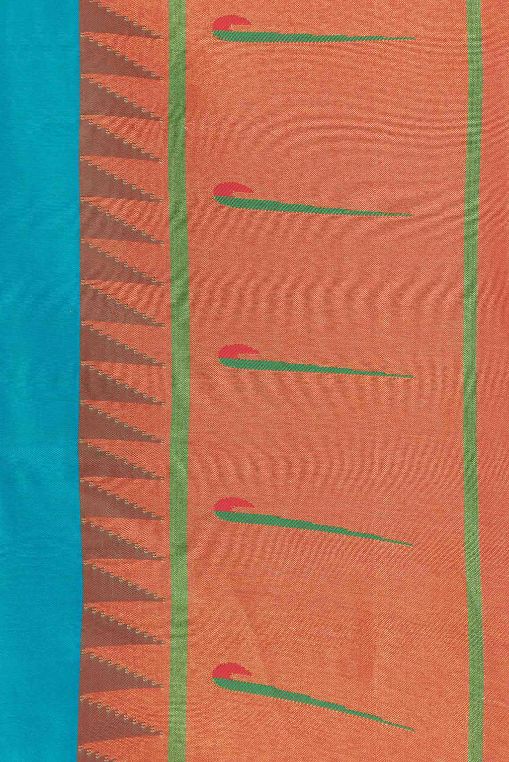 Border image of Sky Blue Dual Tone Paithani Silk Saree with Zari Butta on the body and Paithani Border