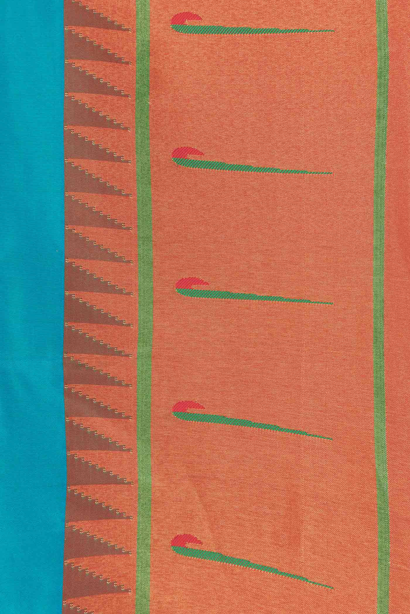 Border image of Sky Blue Dual Tone Paithani Silk Saree with Zari Butta on the body and Paithani Border