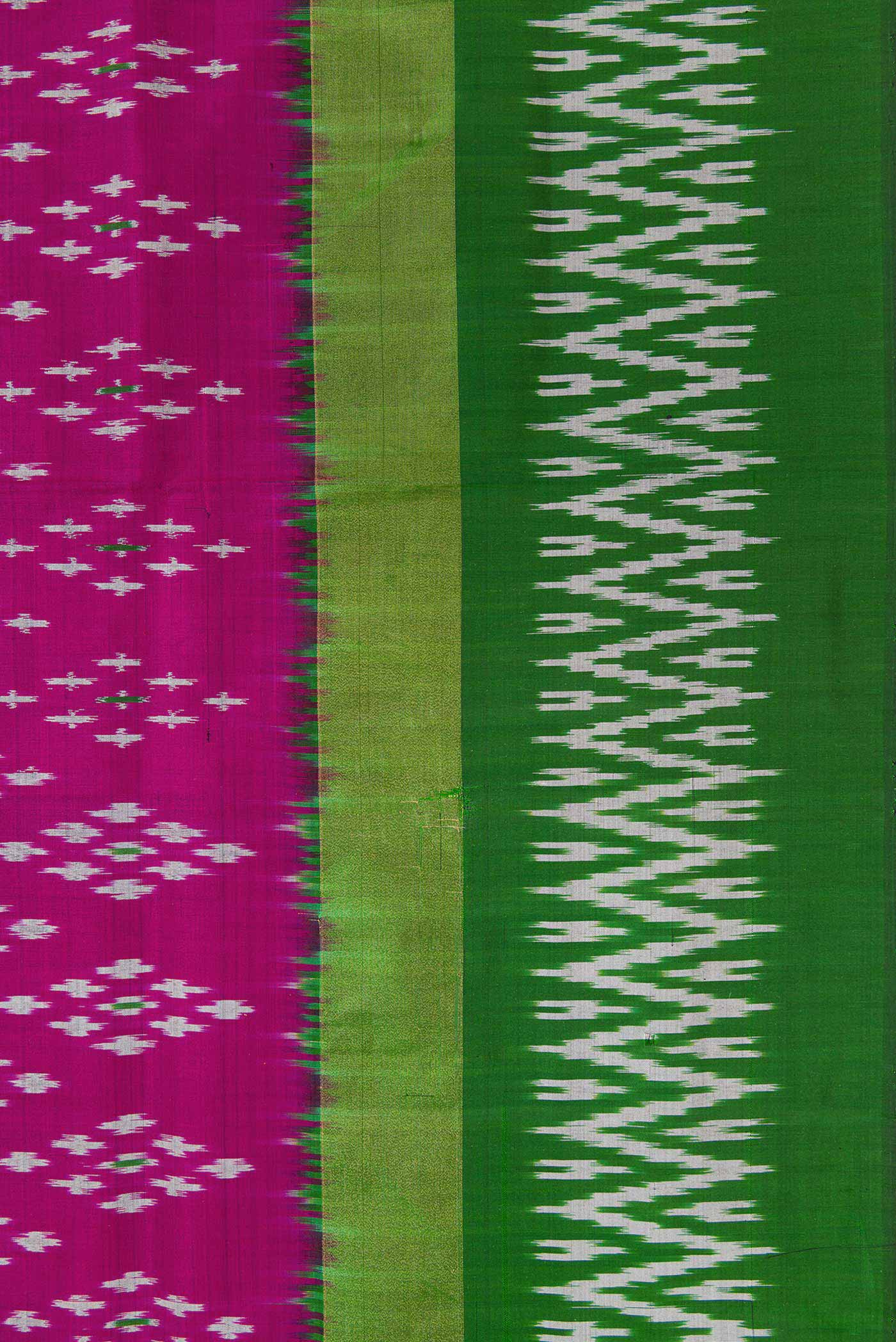 Border image of Magenta Dual Tone Double Ikat Saree with Ikat Print on the body and Ikat Border. 