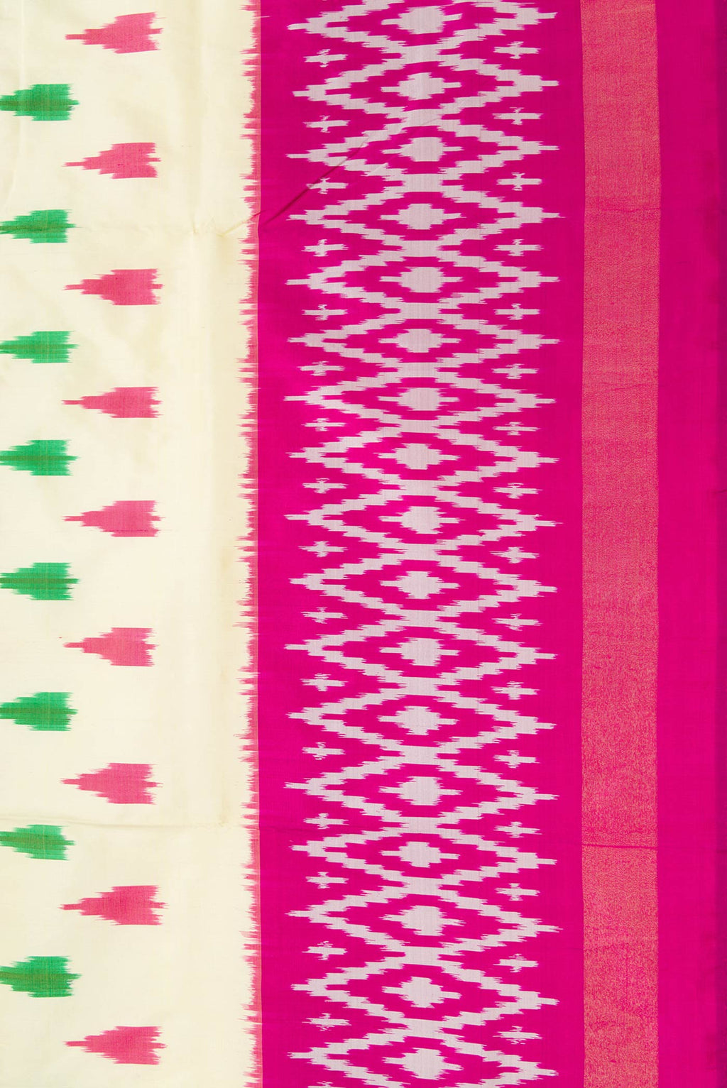 Border image of Sandal Dual Tone Double Ikat Saree with Ikat Print on the body and Ikat Border. 