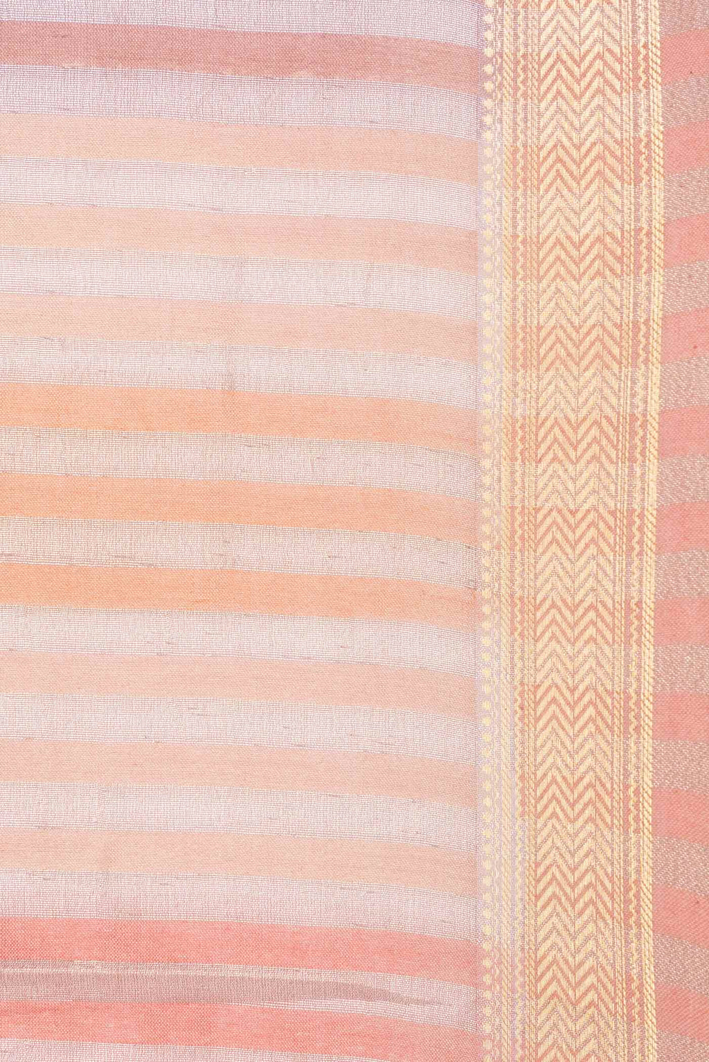 Border image of Golden Peach Dual Tone Banarasi Saree with Stripes on the body and Zari Border