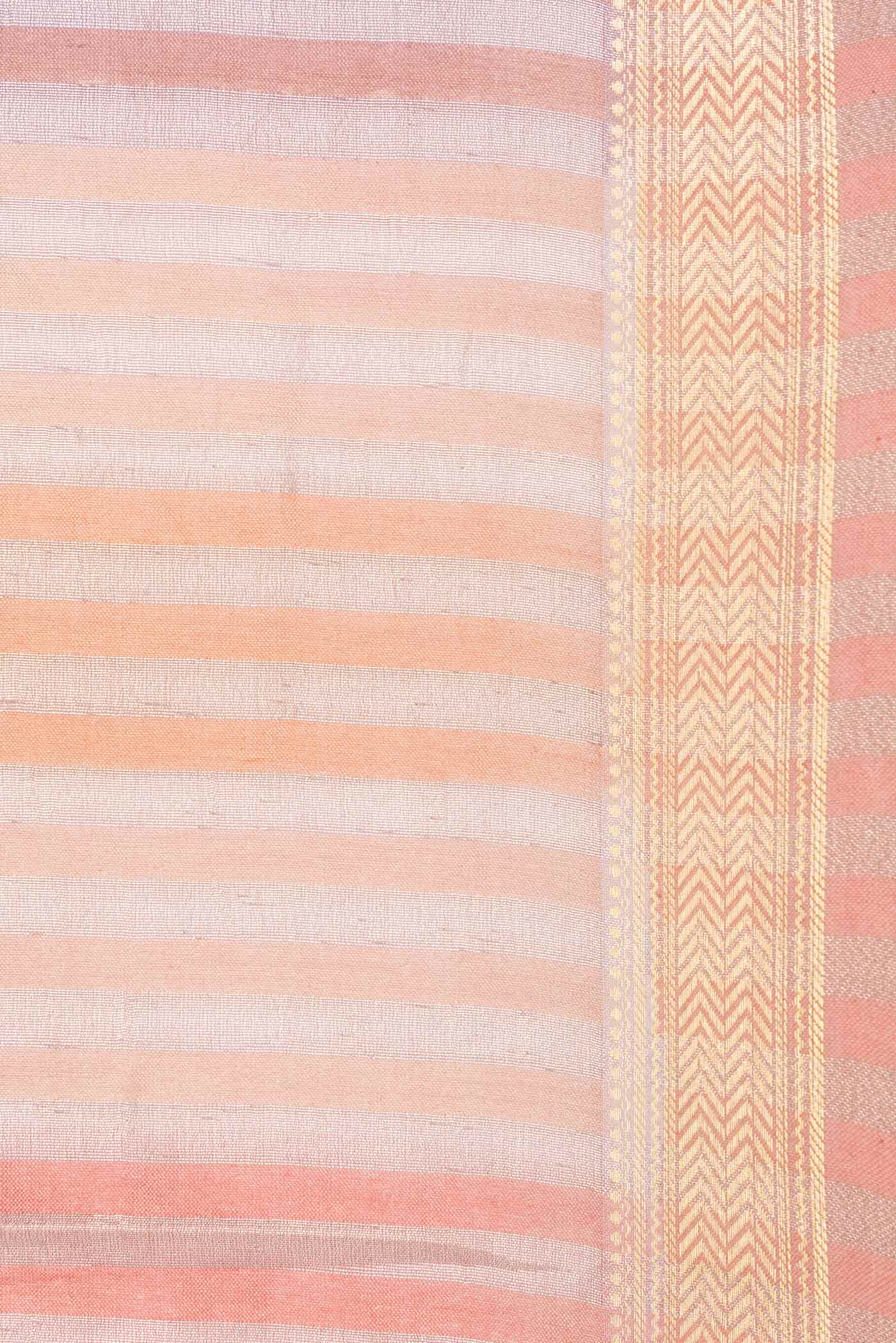 Border image of Golden Peach Dual Tone Banarasi Saree with Stripes on the body and Zari Border