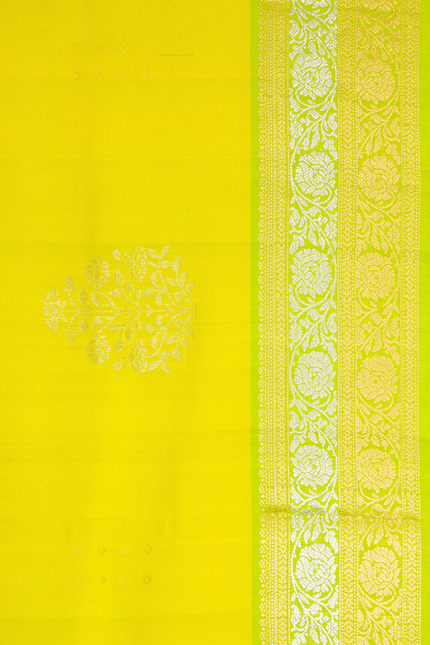 Border image of Parrot Green Dual Tone Soft Silk Saree with Zari Butta on the body and Zari Border. 